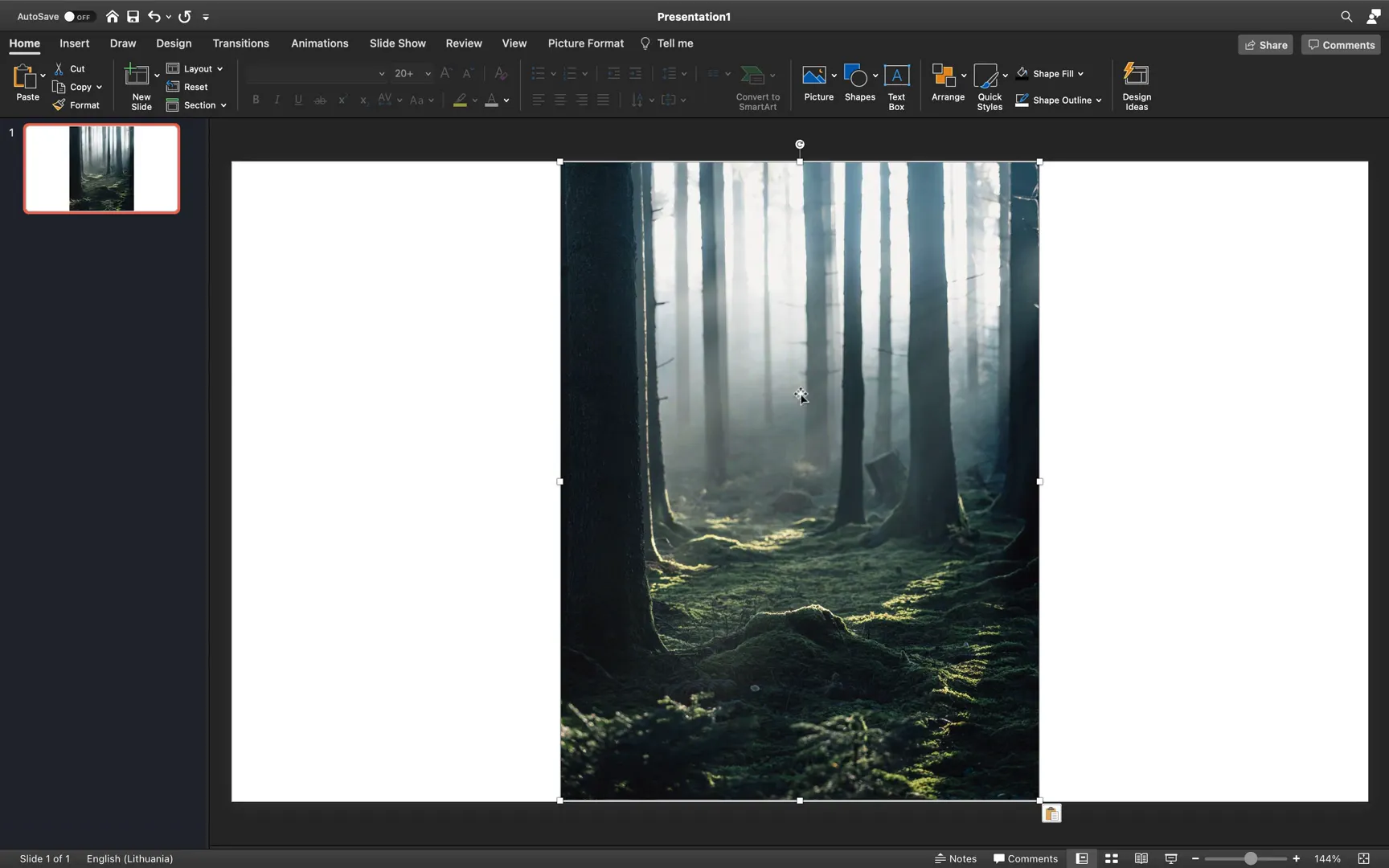 Starting a blank PowerPoint presentation with a blank slide layout
