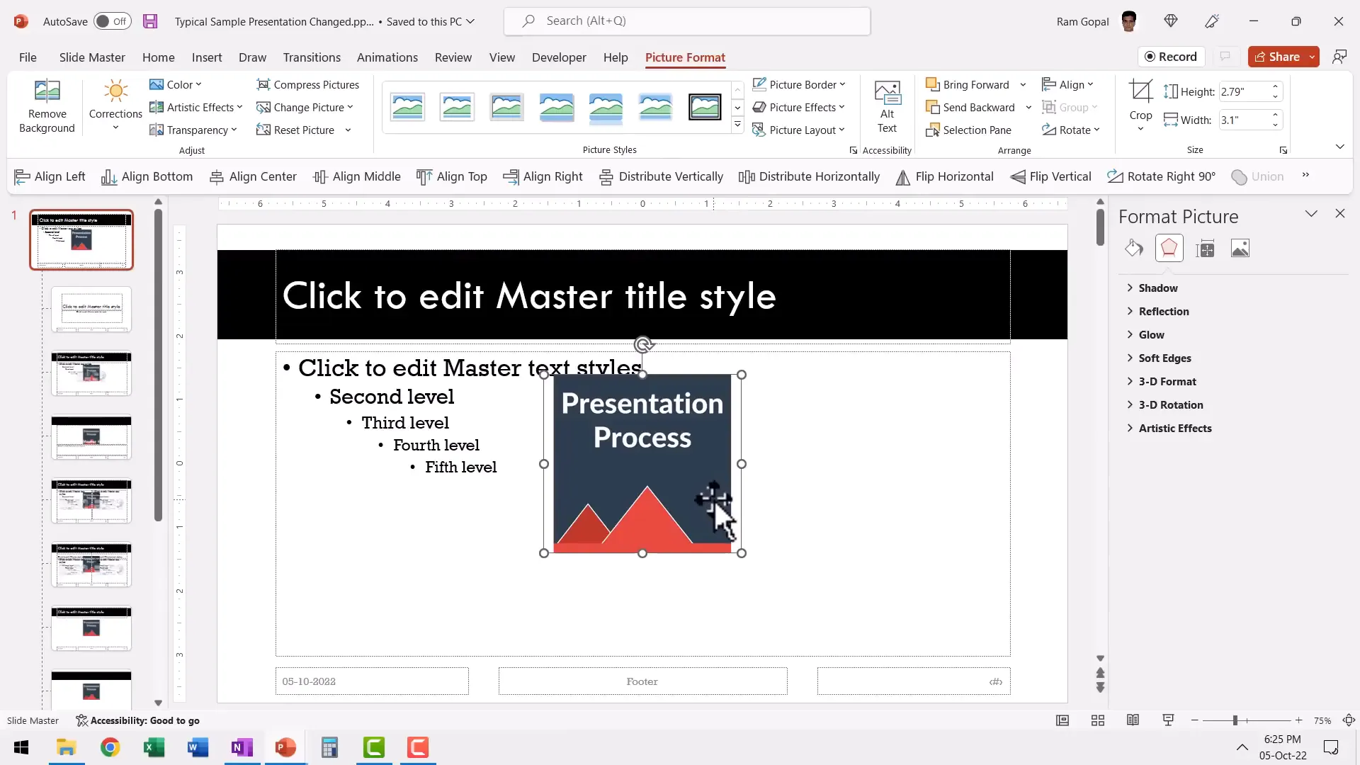 Inserting company logo as a washed-out watermark in Slide Master