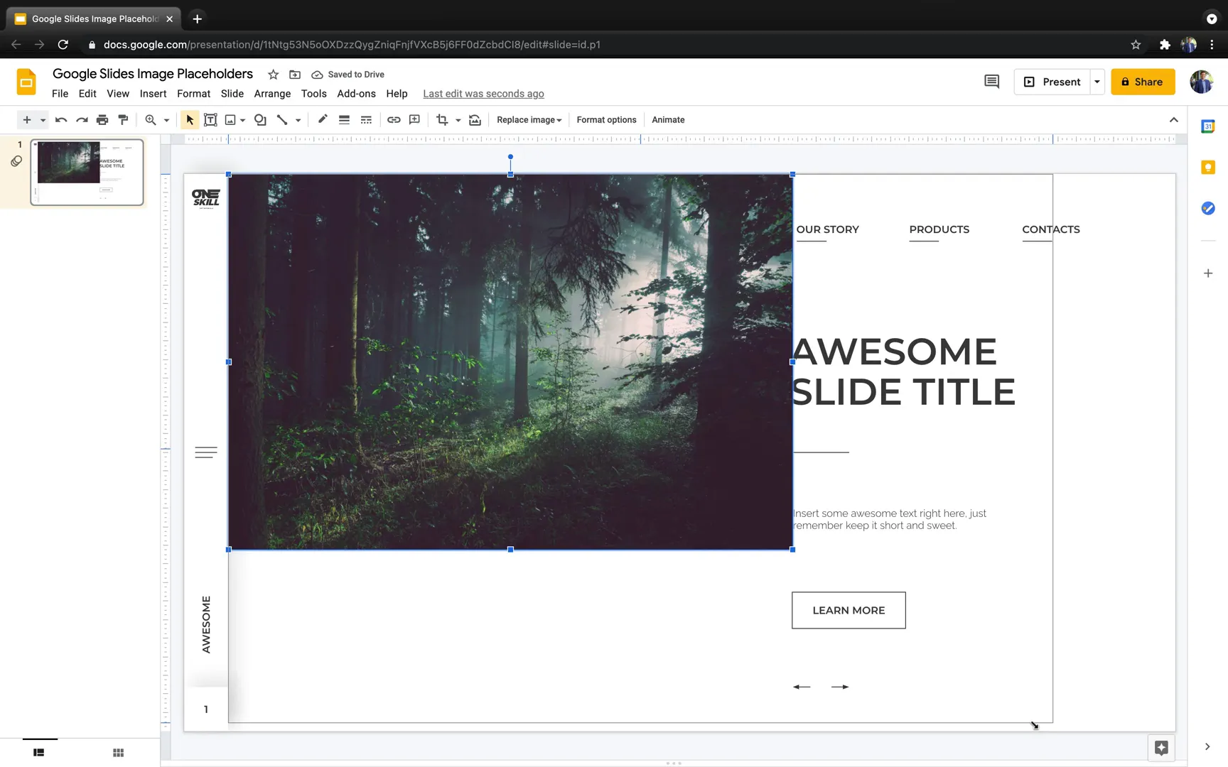 Inserting and cropping photo in Google Slides
