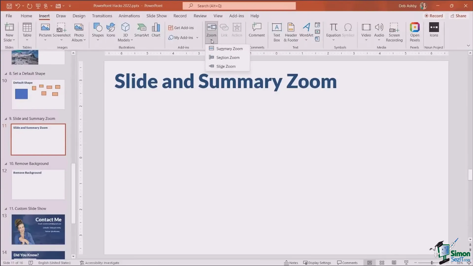 Creating slide zoom links for interactive navigation