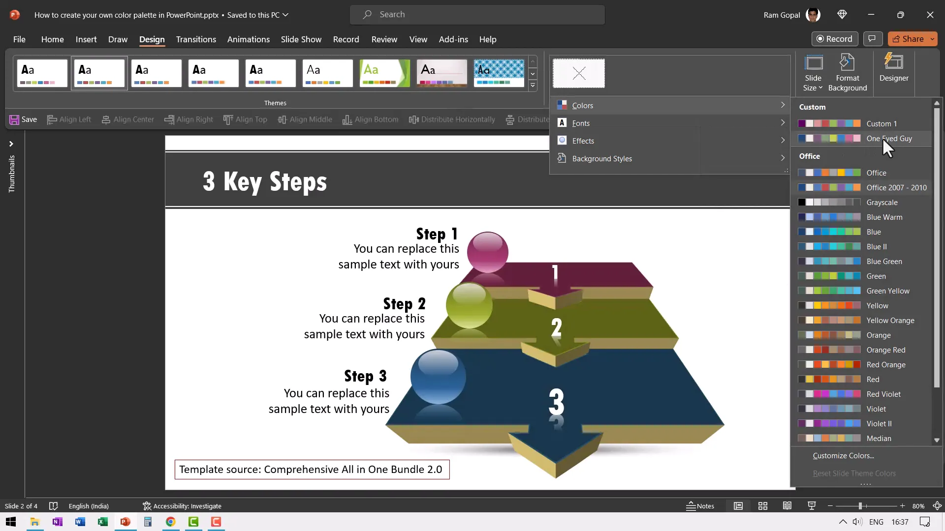 Applying custom color palette to a slide