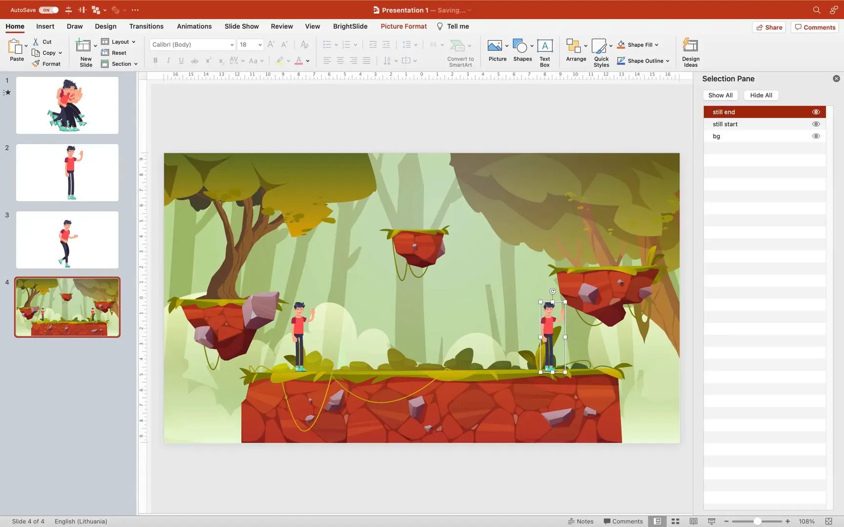 Positioning standing Jack characters on the game background