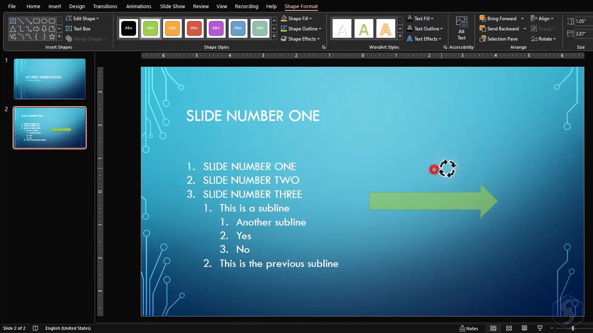 Inserting and formatting shapes in PowerPoint