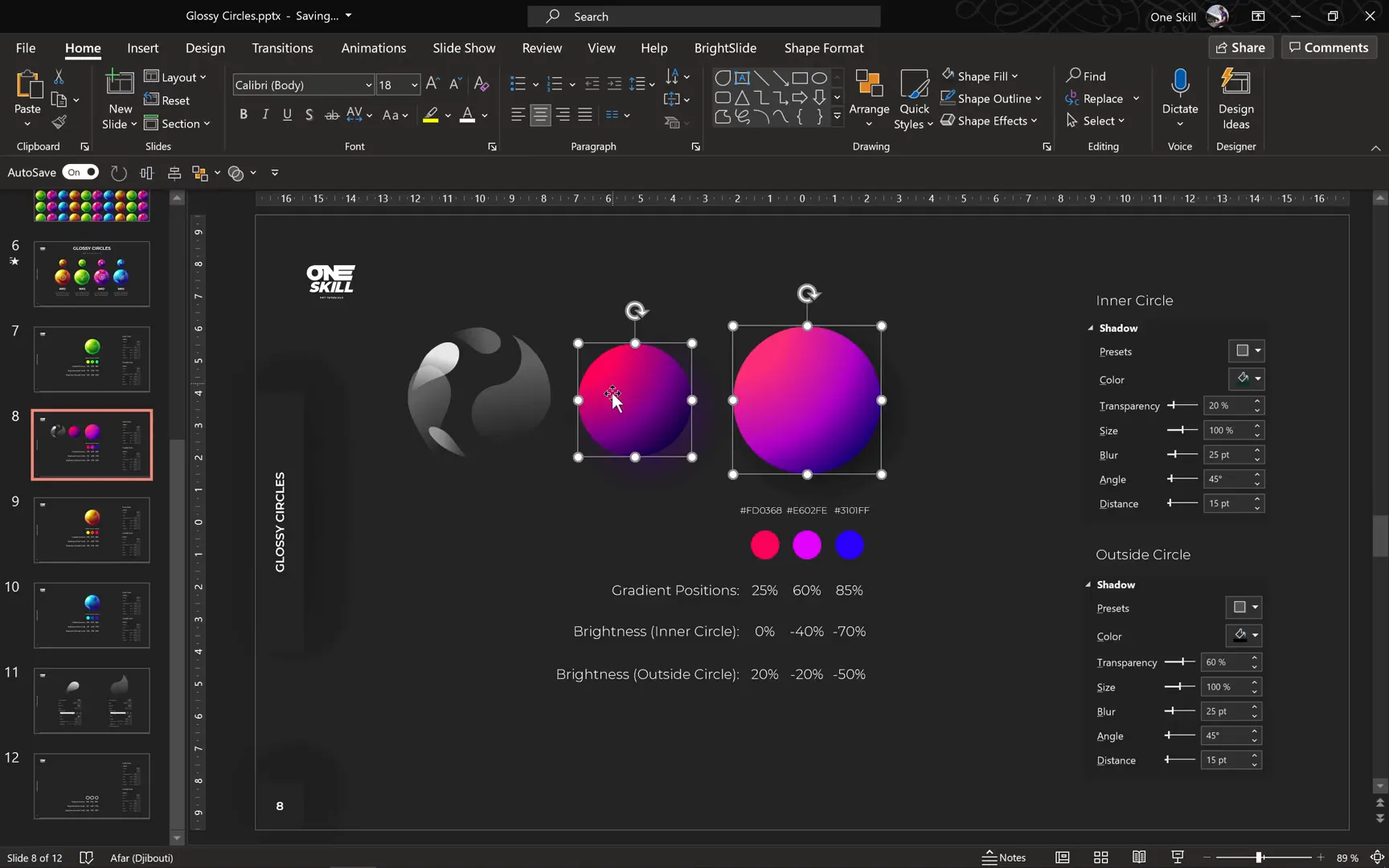 Layers of glossy circles showing highlights, inner and outer circles