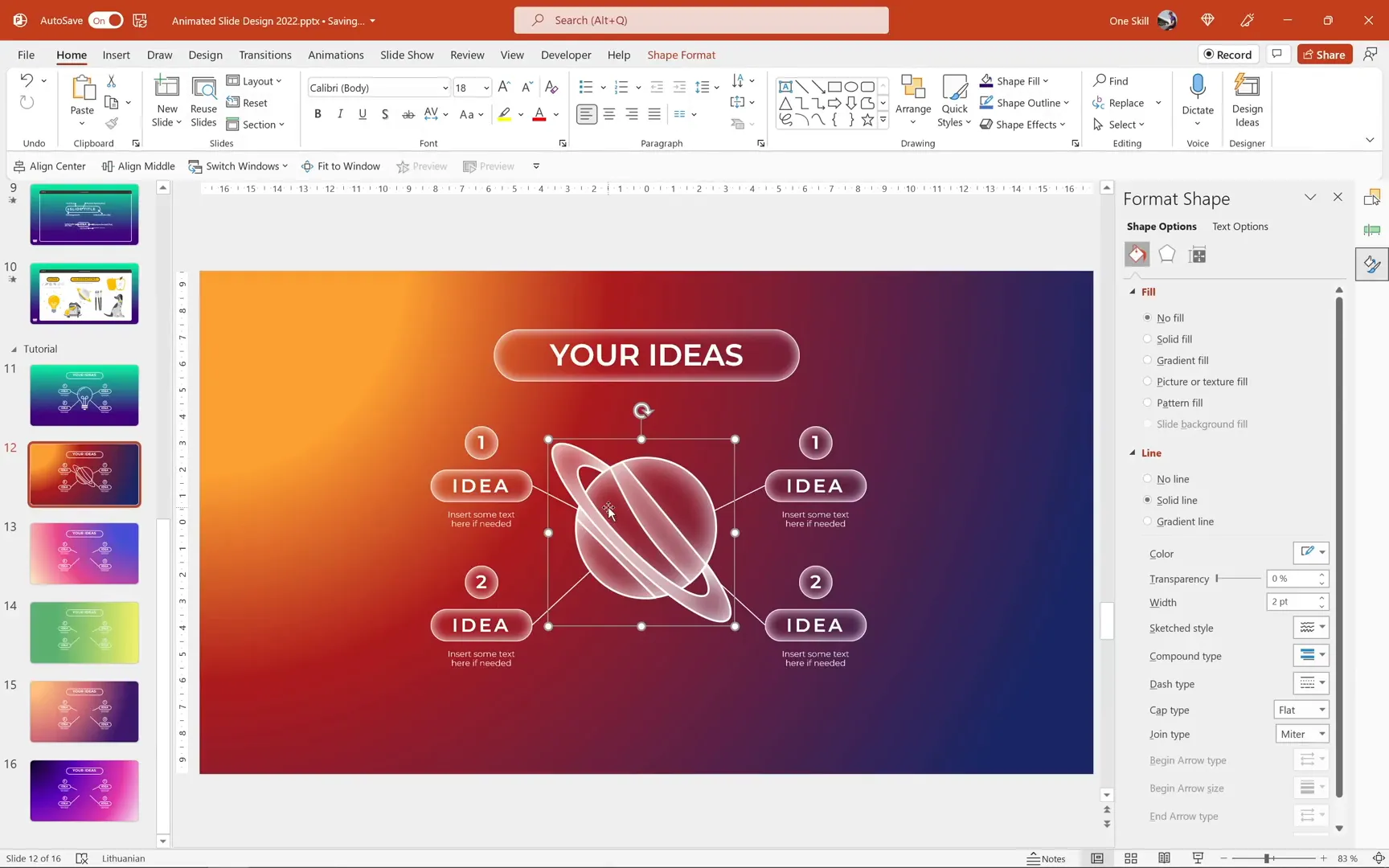 Editing and customizing planet illustration for slide