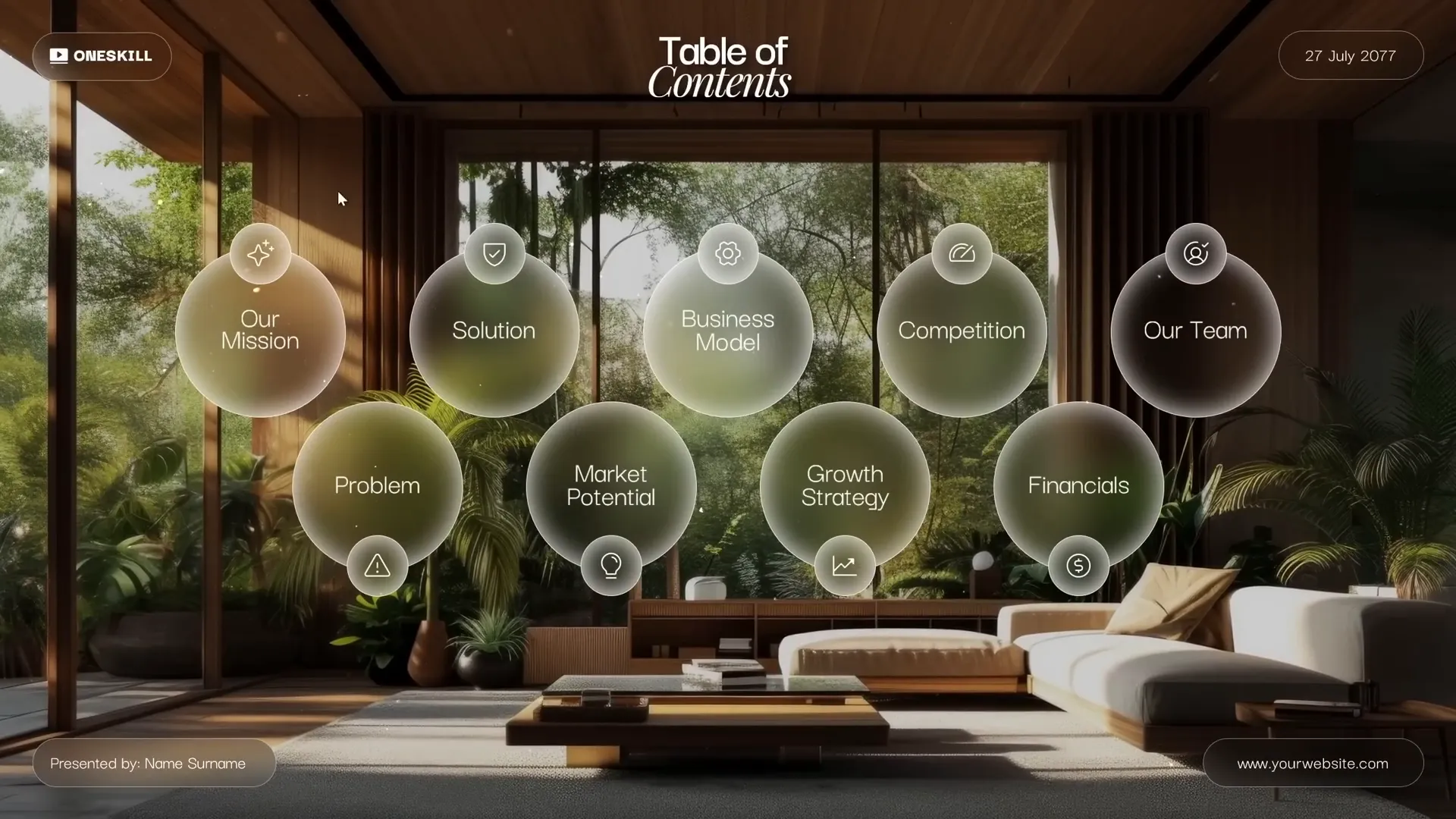 Interactive bubbles for section zooms in PowerPoint