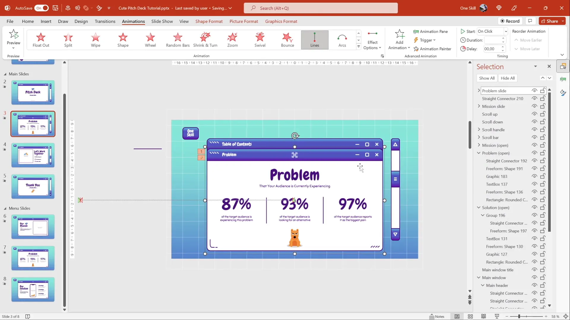 Using animation painter to copy animations to new menu slides