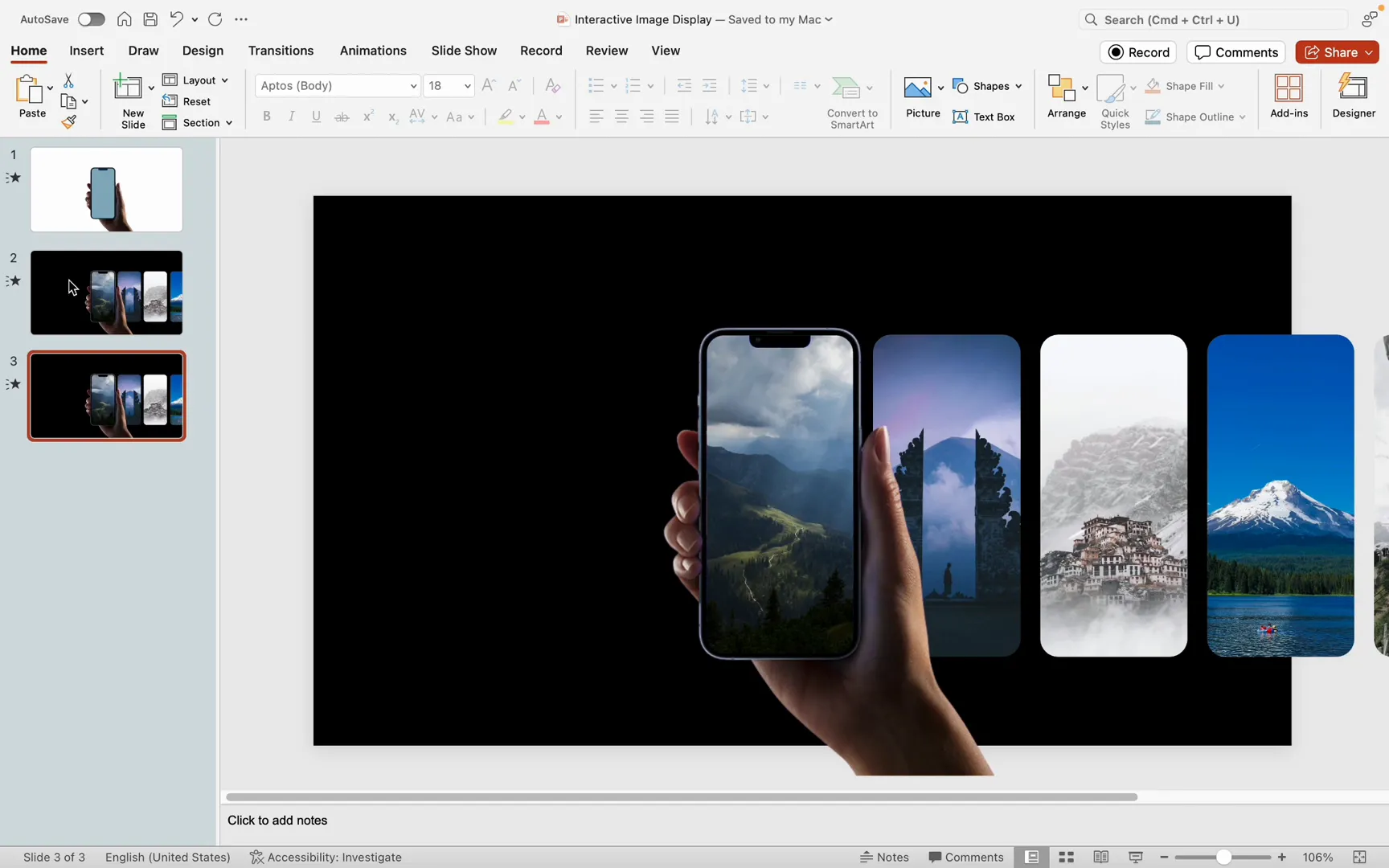 Duplicated slides with images repositioned