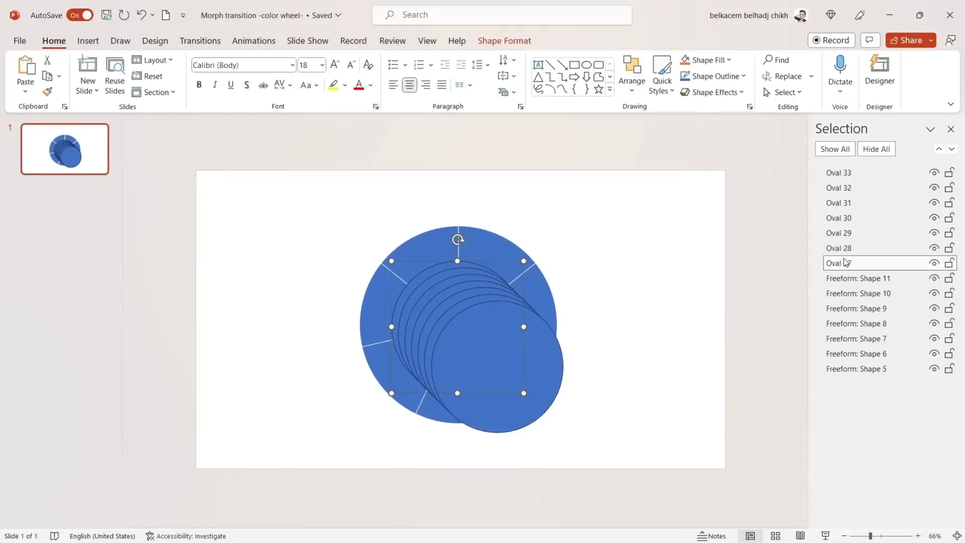 Aligning seven circles perfectly centered on slide