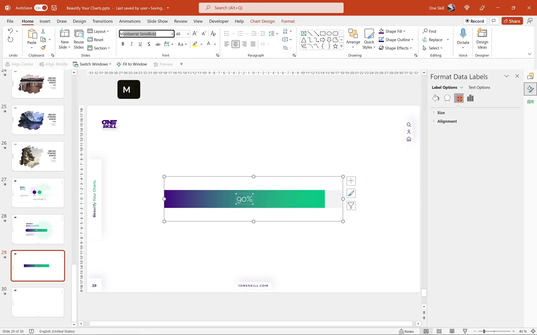 Adding and styling data labels on bar chart