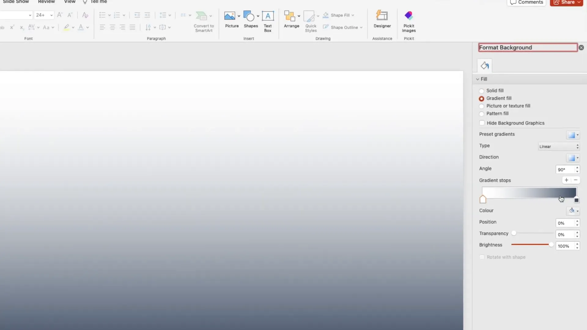 Gradient background setup with light gray at bottom and white at top