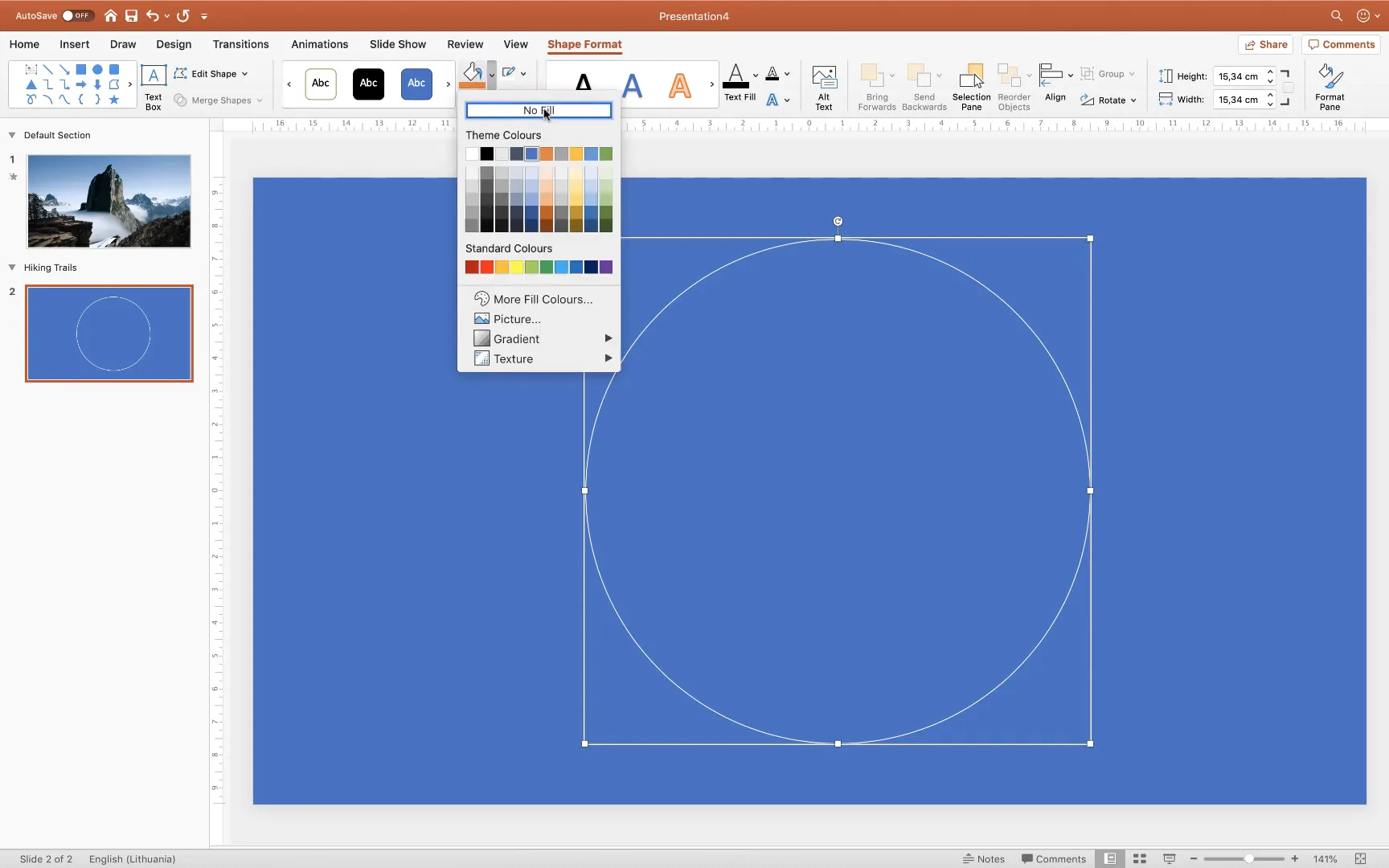 Creating a circle shape with white outline and adding hiking boot icon