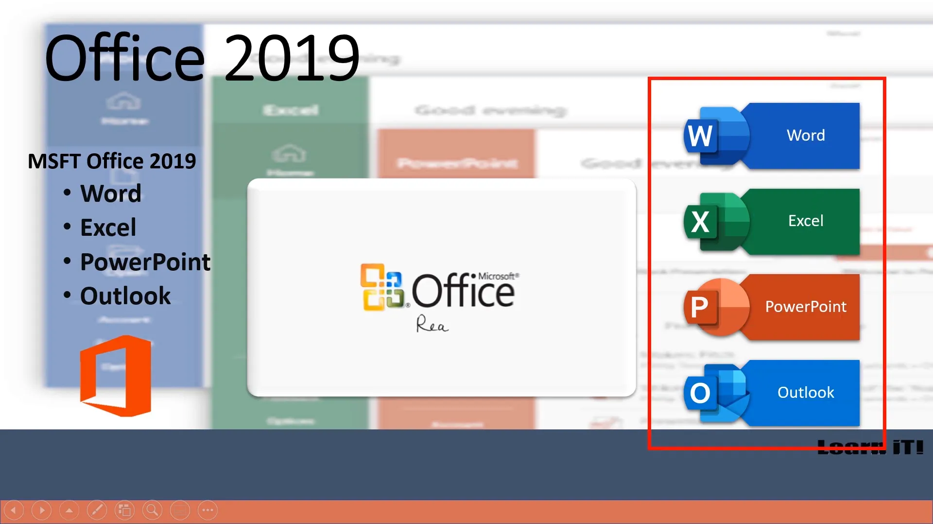 Example of SmartArt graphic showing Microsoft logos and text
