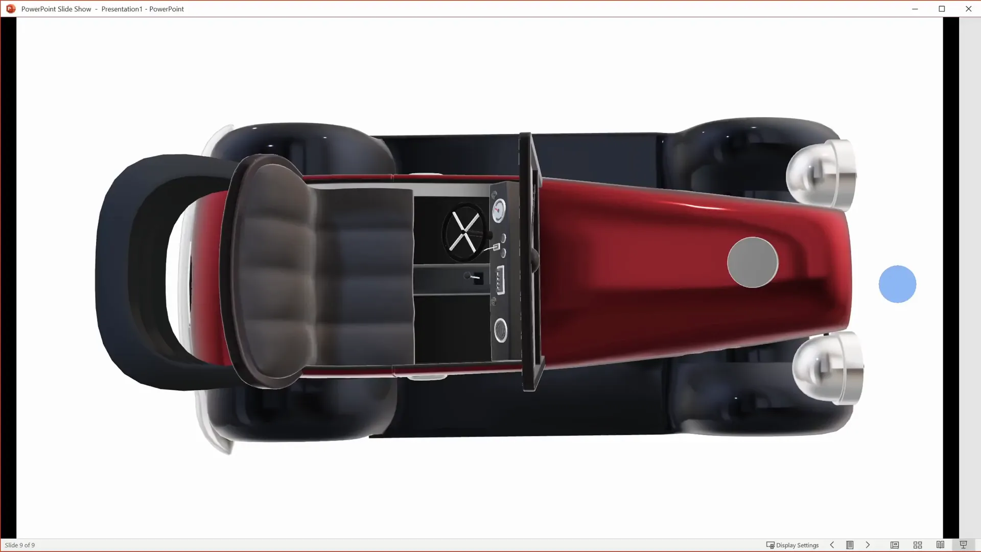 Morph transition animating 3D car model from side to top view
