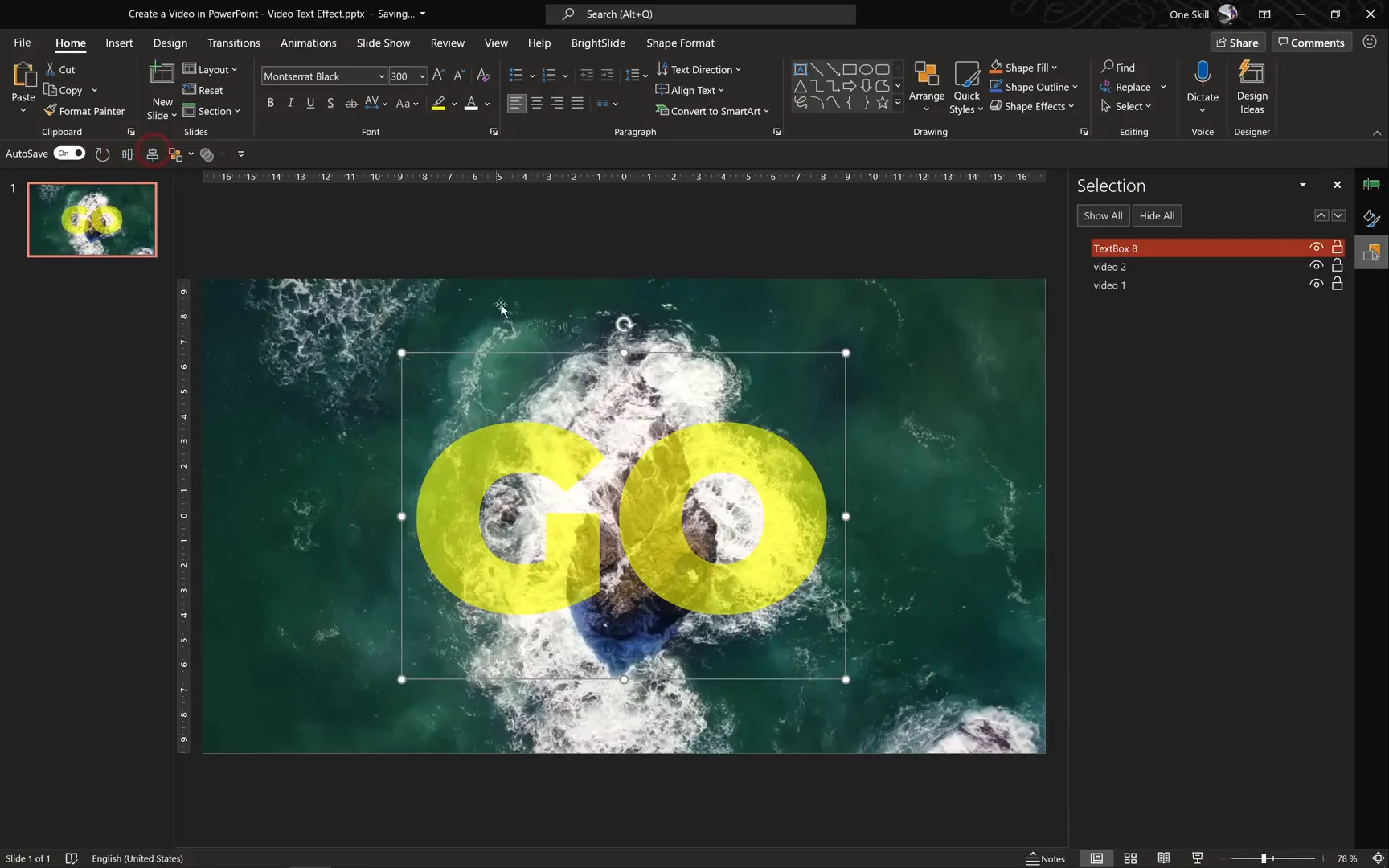 Text box with large Montserrat Black font