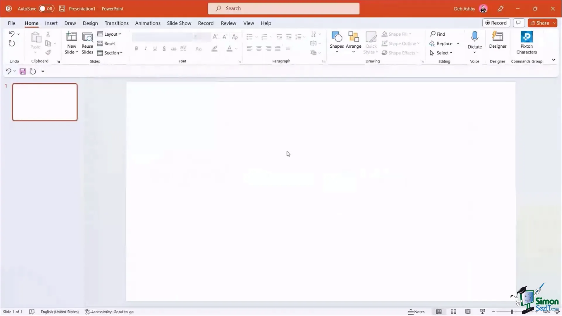 Changing slide layout to blank in PowerPoint