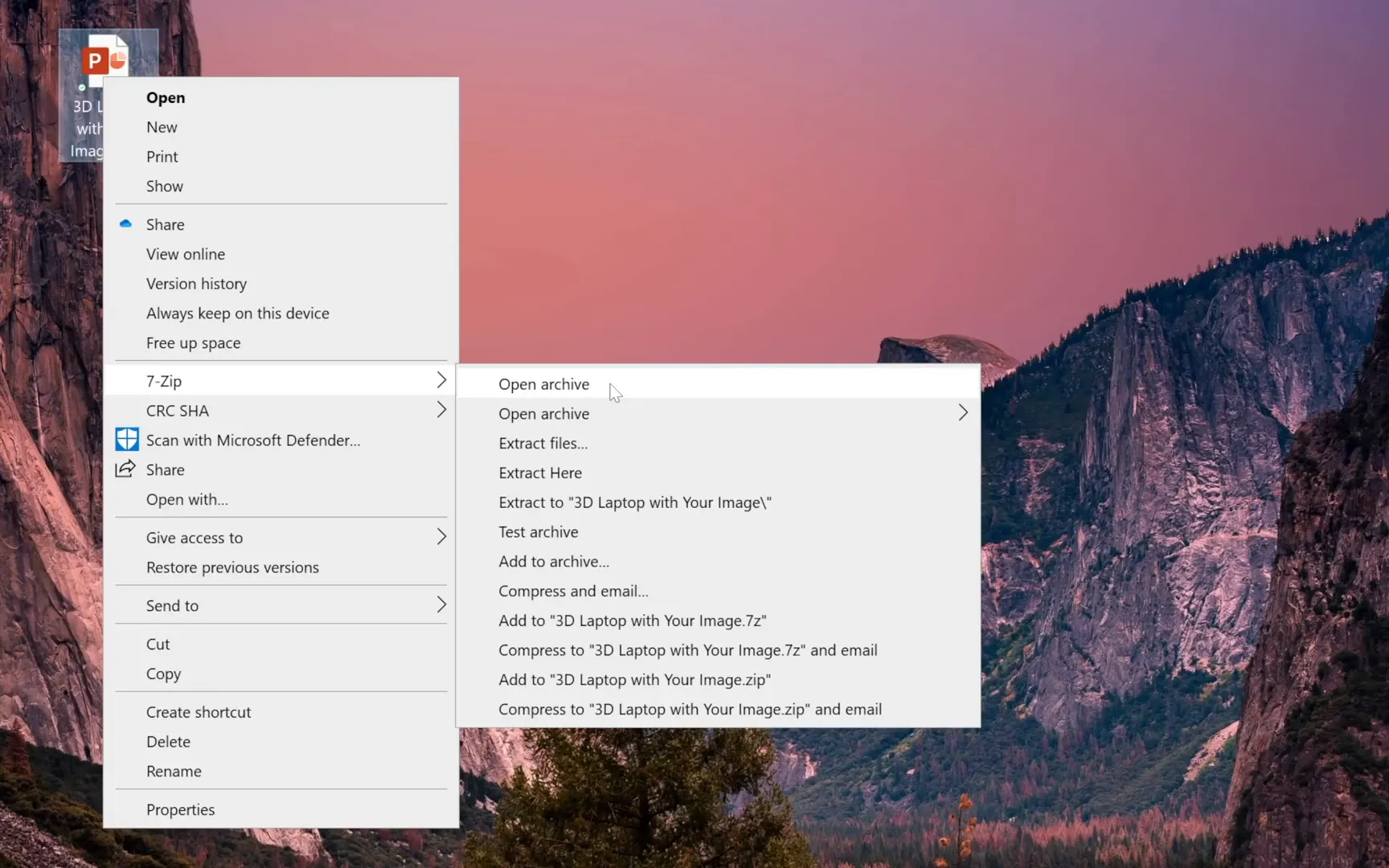 Opening PowerPoint file with 7-Zip