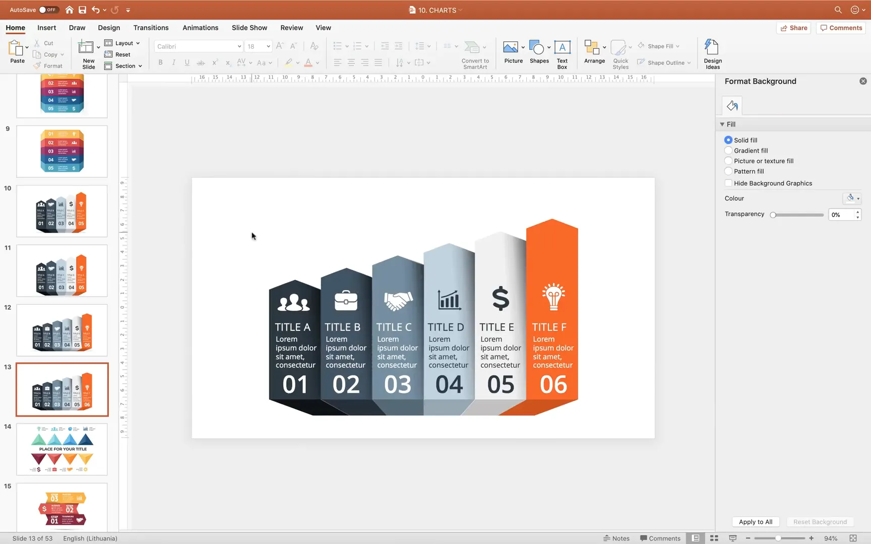 Aligning shadow shapes with original infographic shapes