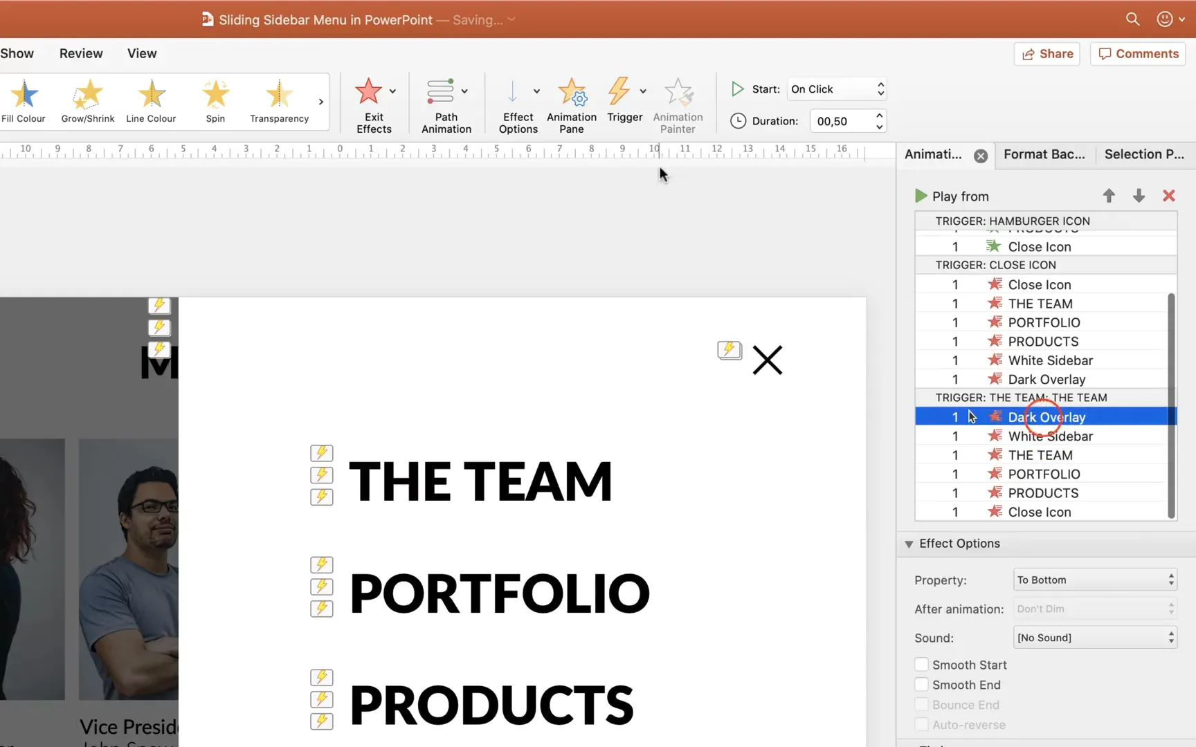 Adding multiple triggers for closing menu on text box click