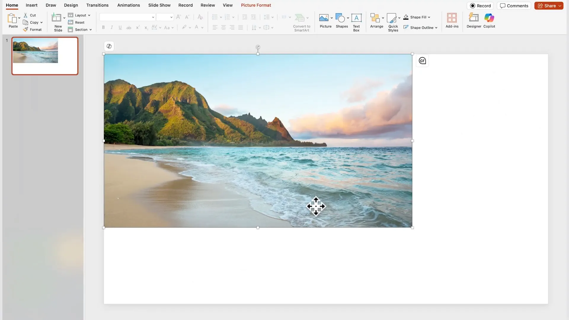 Inserting a full-slide image from Unsplash