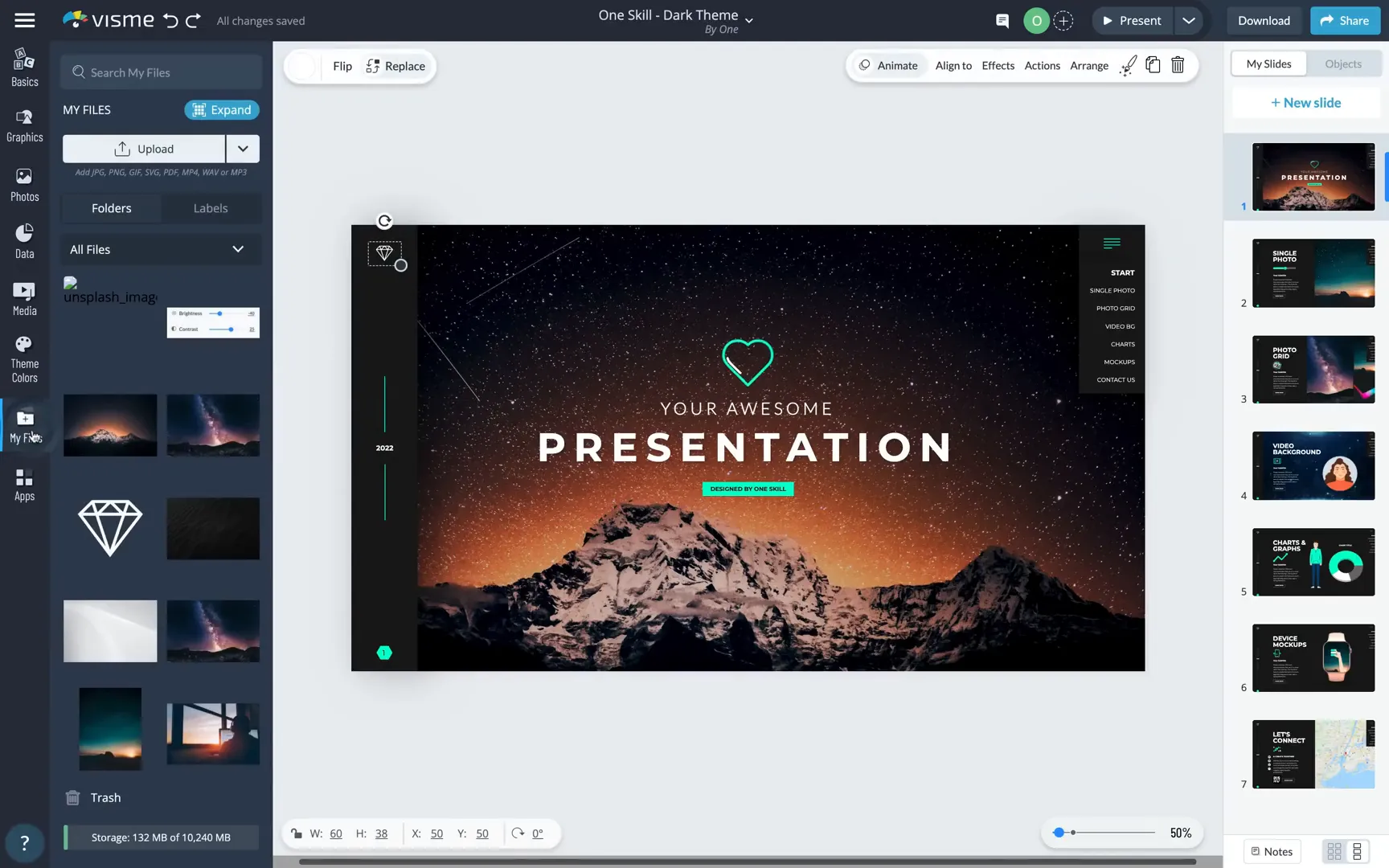 Replacing logo across all slides in Visme