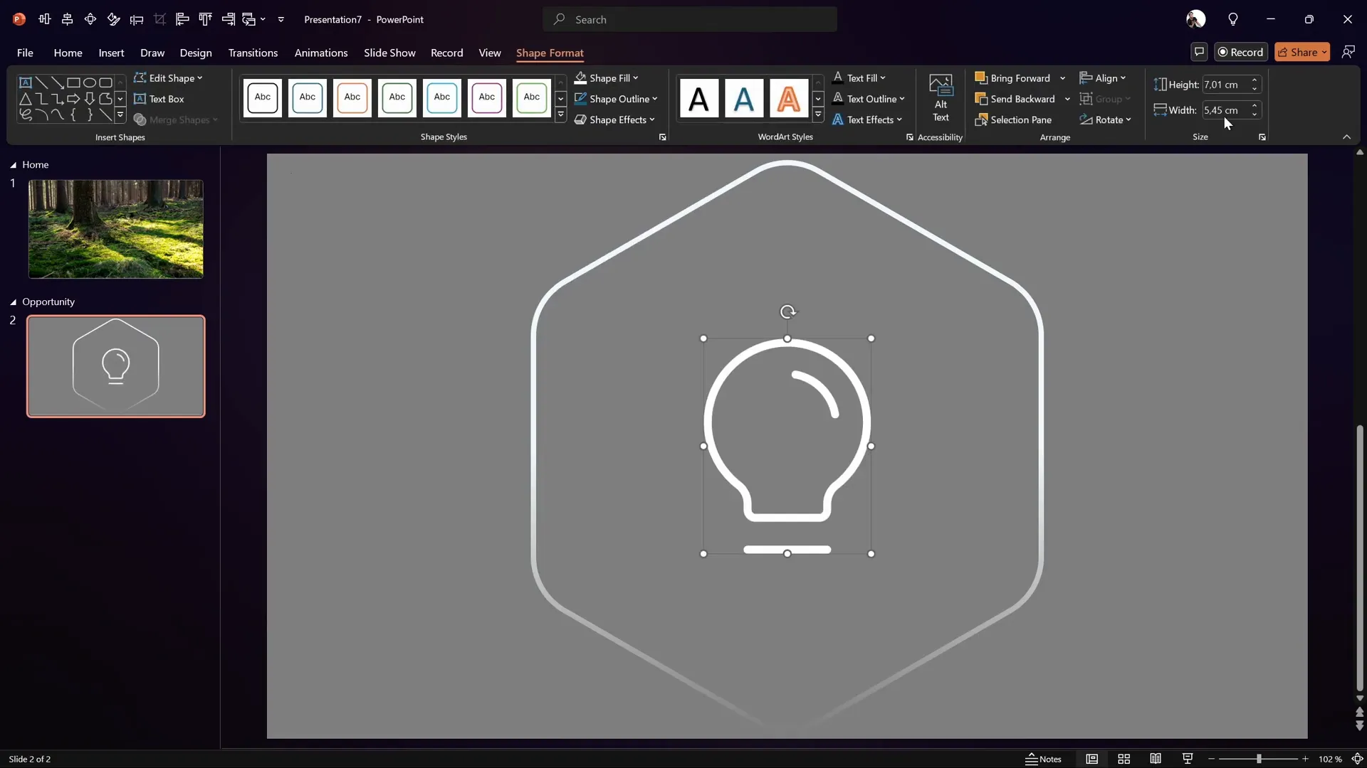 Inserting and styling icon in PowerPoint
