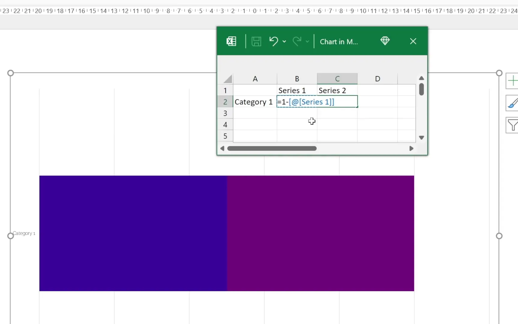 Automating Series 2 with Excel formula to maintain 100% total