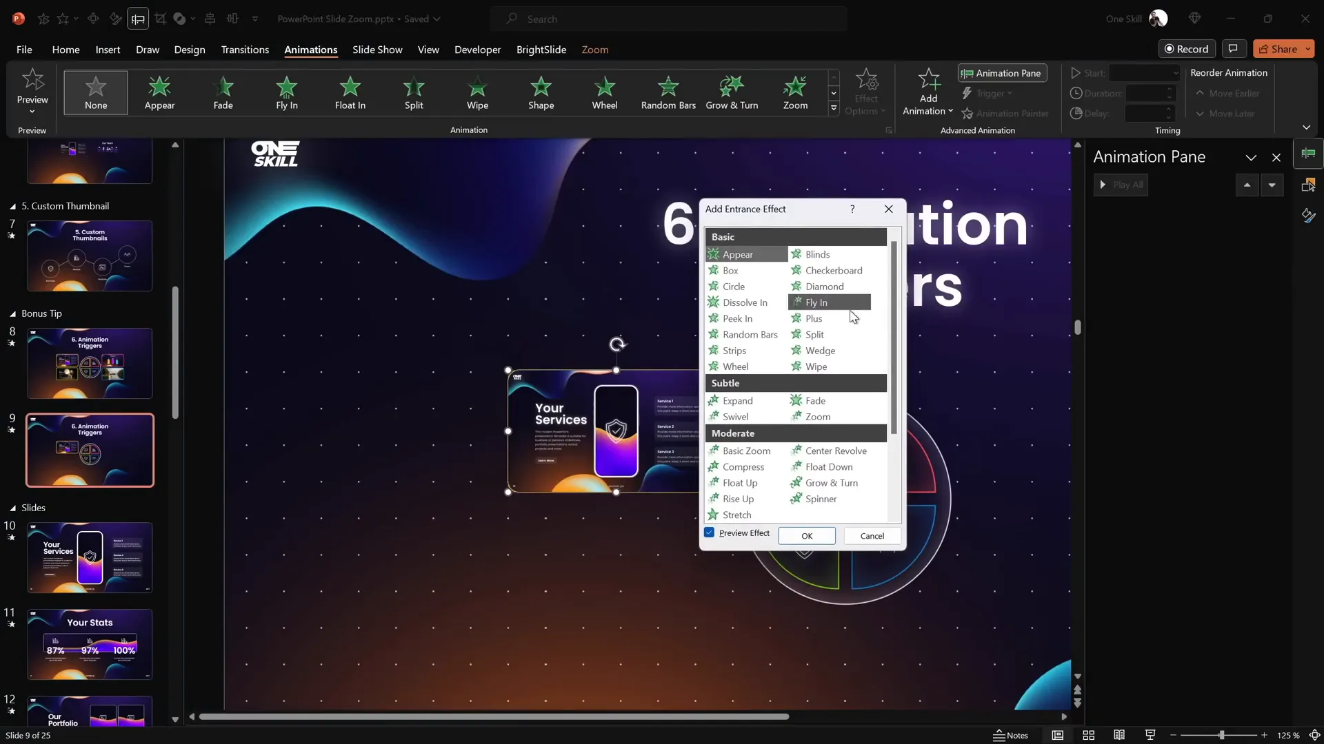 Adding animations and motion paths to section zoom