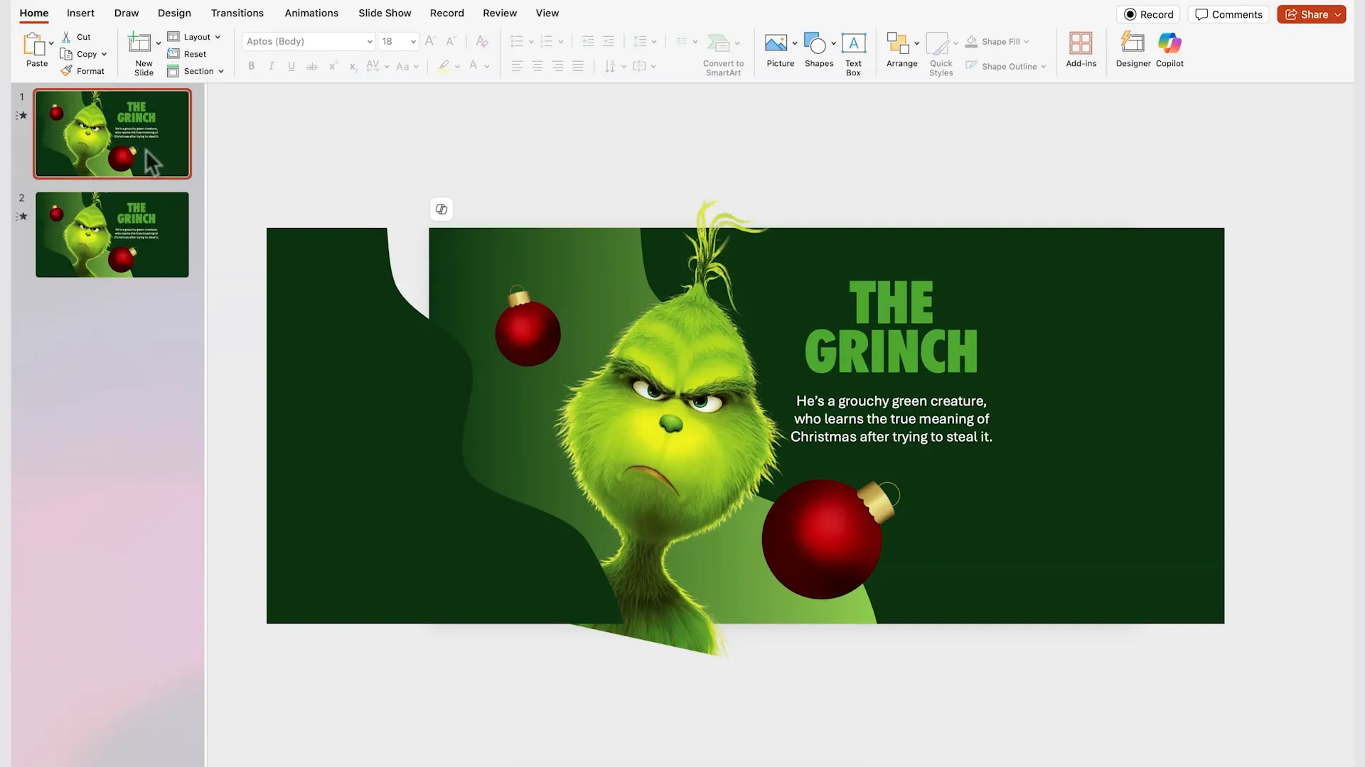 Duplicating slide and rearranging elements for 3D reveal