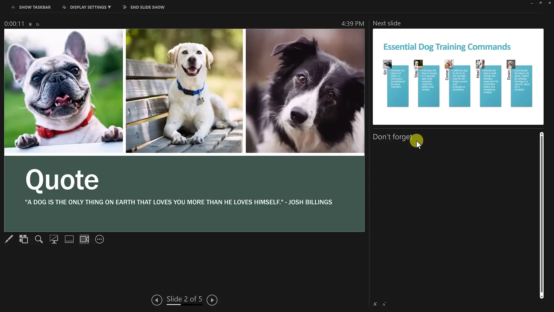 Recording PowerPoint presentation with webcam and microphone options