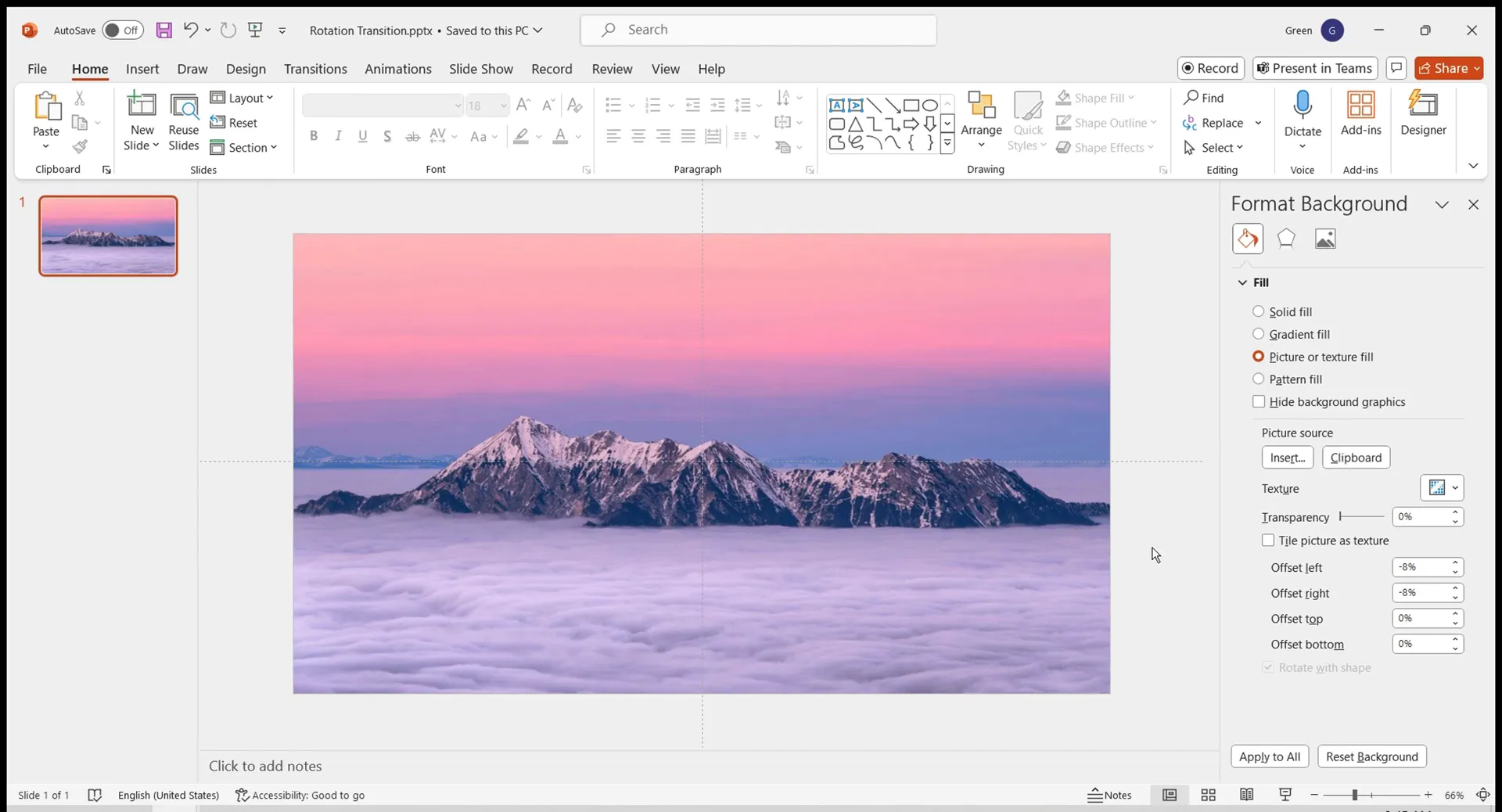 Setting image as slide background using clipboard