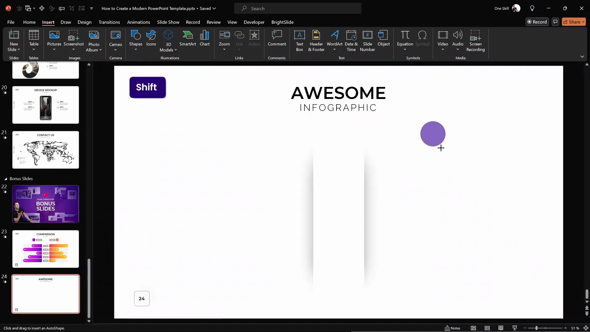 Inserting a perfect circle for product bubble