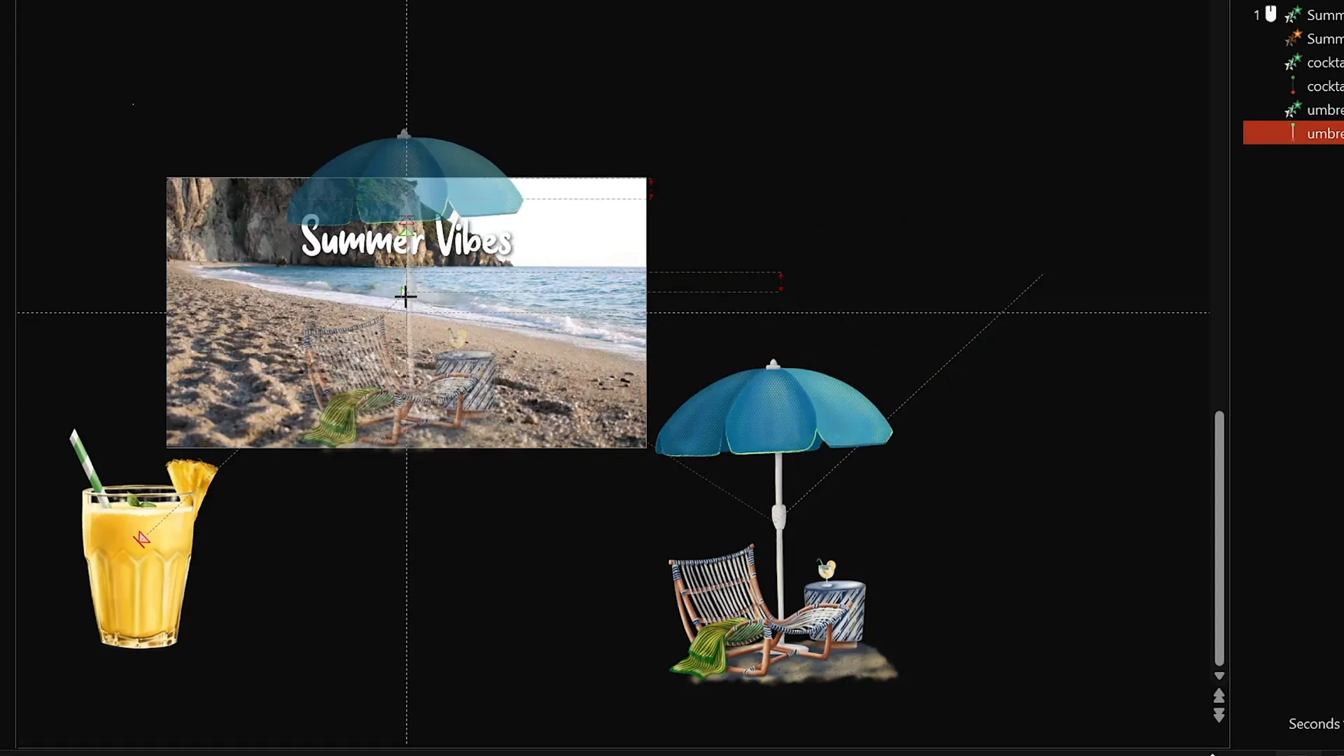 Multiple summer illustrations animated with delays