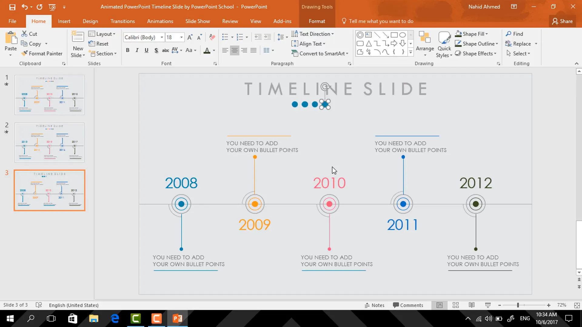 Adding multiple small circles as timeline accents