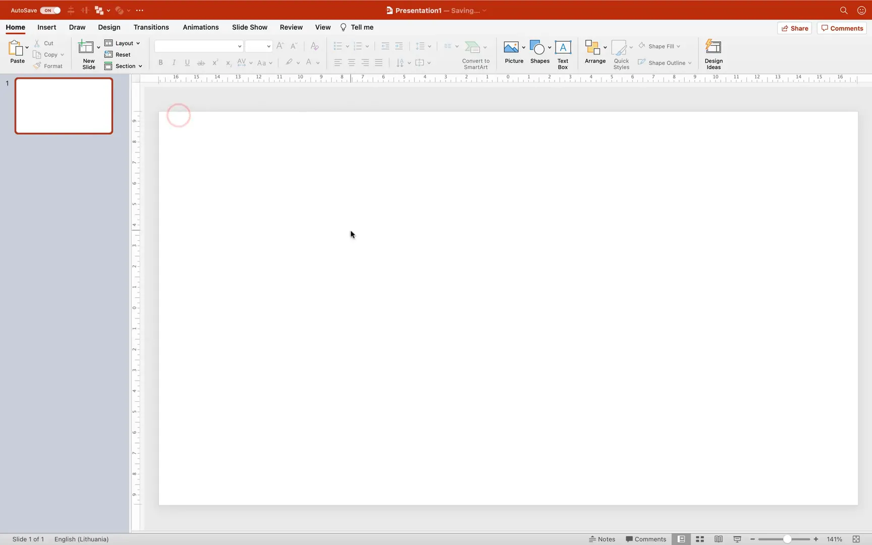 Creating a new blank PowerPoint presentation with black background
