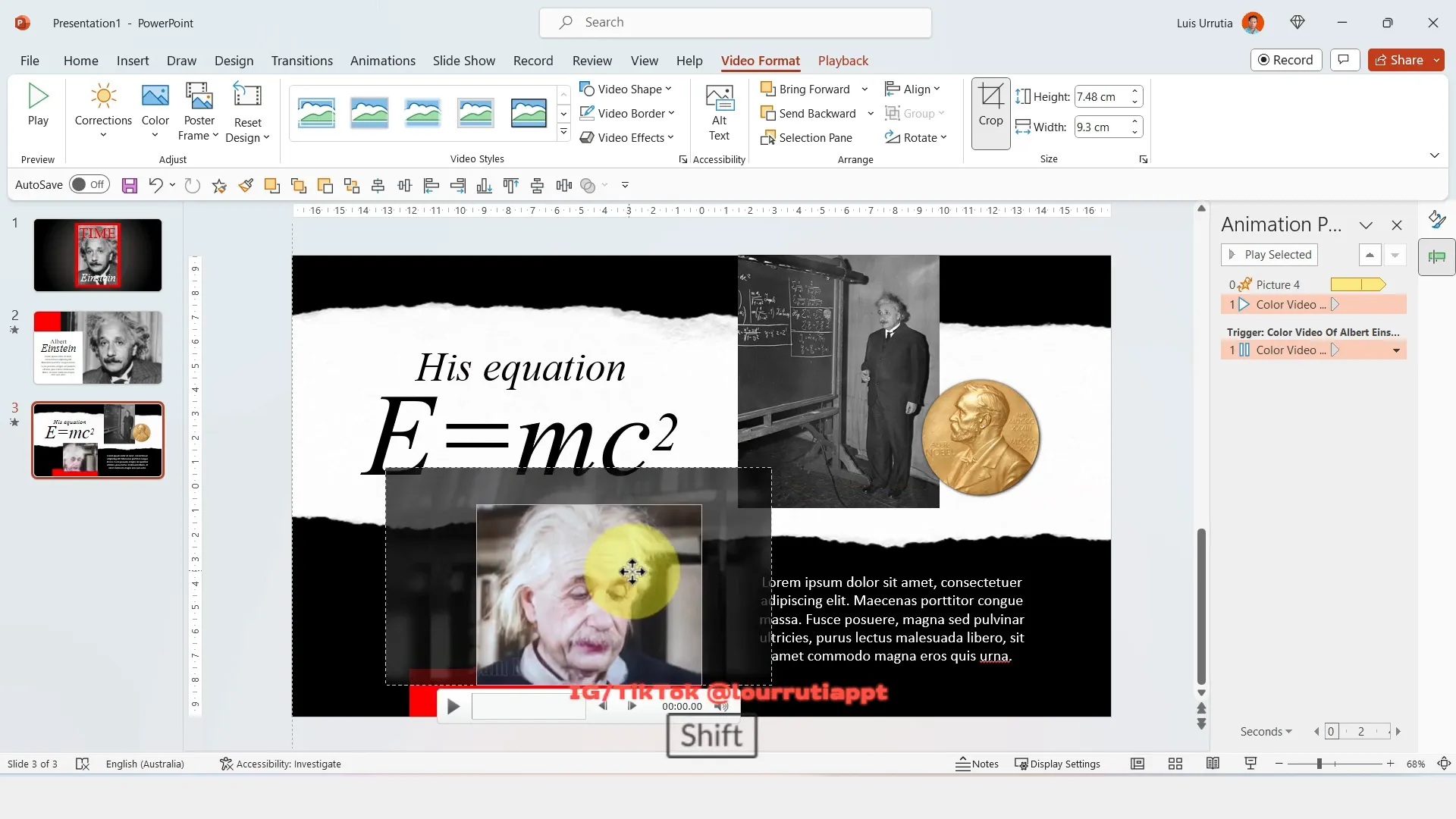 Applying spin animation to Nobel Prize image
