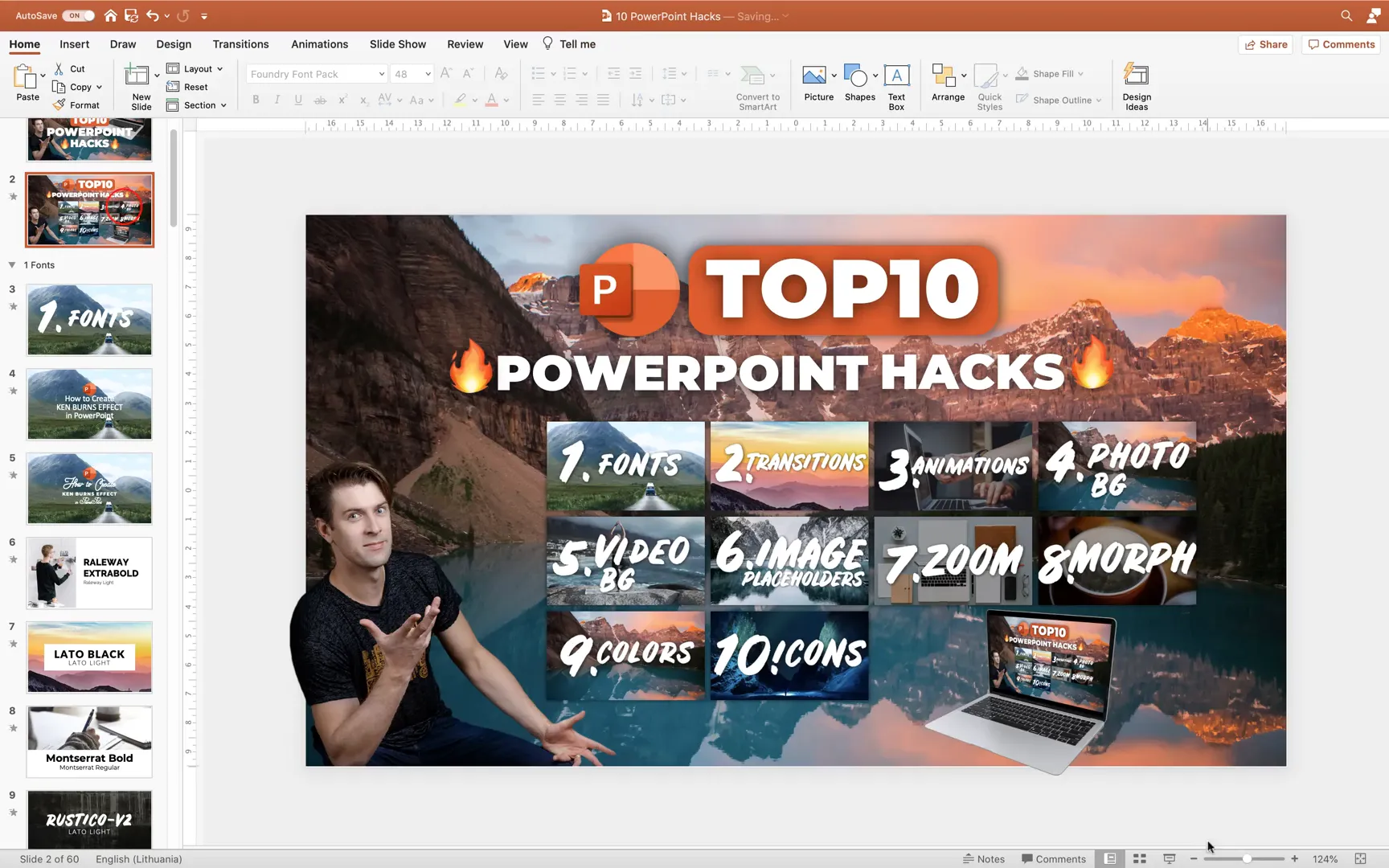 Comparison of Calibri font vs Foundry and Montserrat fonts on PowerPoint slides