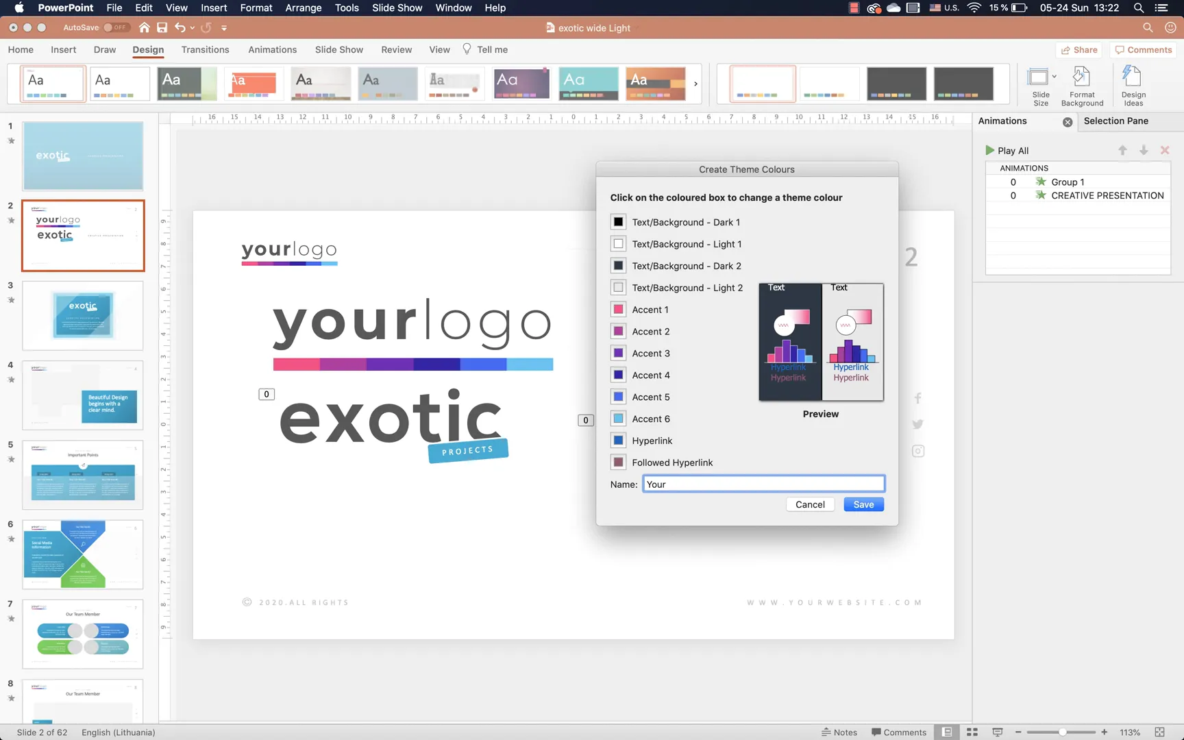 Saving custom color palette in PowerPoint