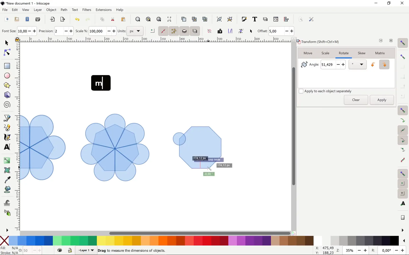 Completing hexagon waterdrop infographic in Inkscape