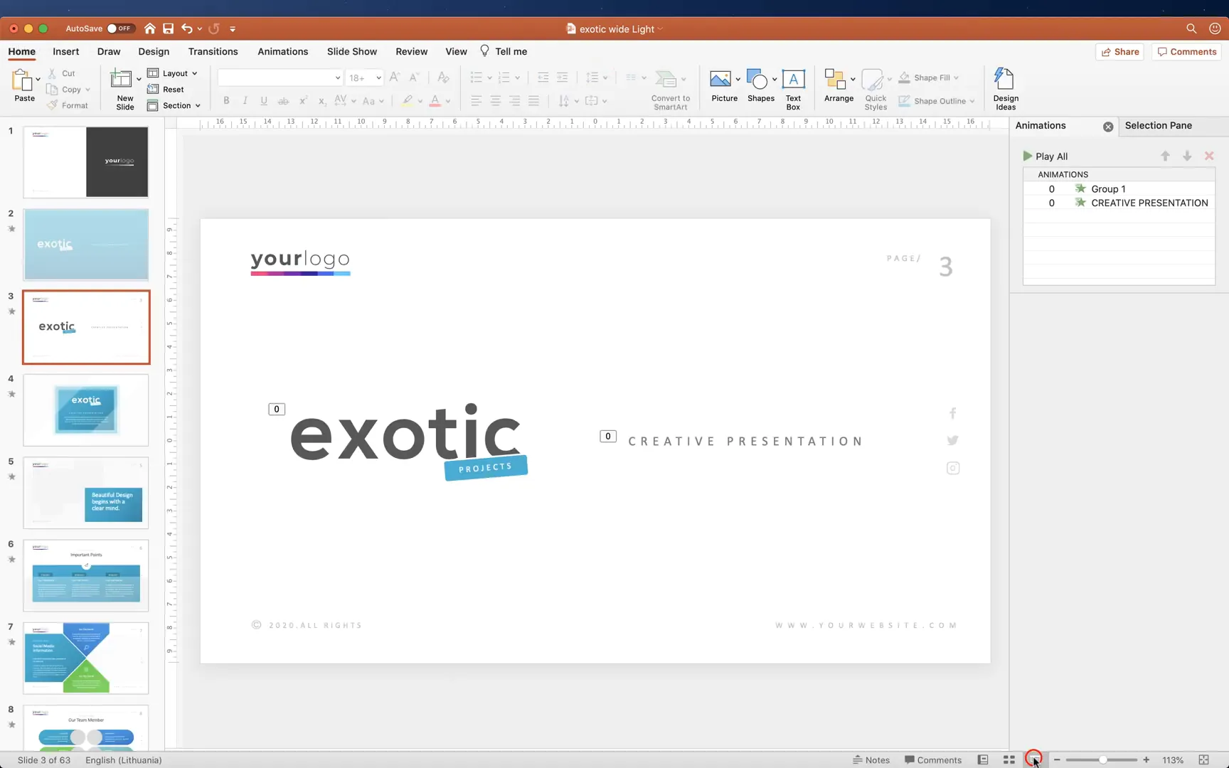 Hyperlinking social media icons in Slide Master