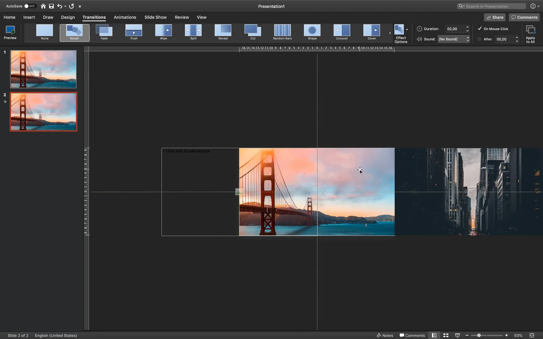 Inserting images into placeholders and rearranging them across slides