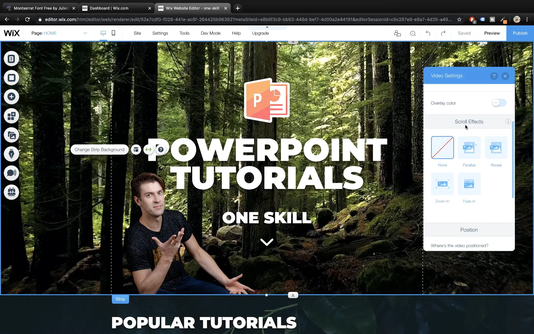 Enabling parallax scroll effect on Wix strip