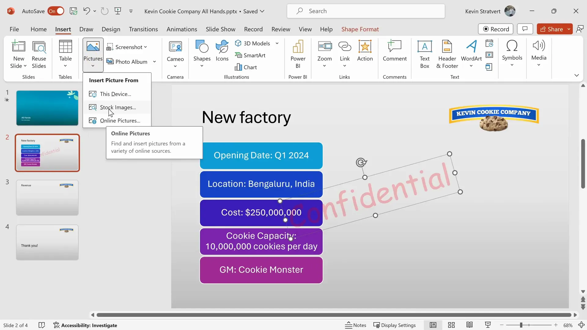 Inserting and formatting pictures with Designer