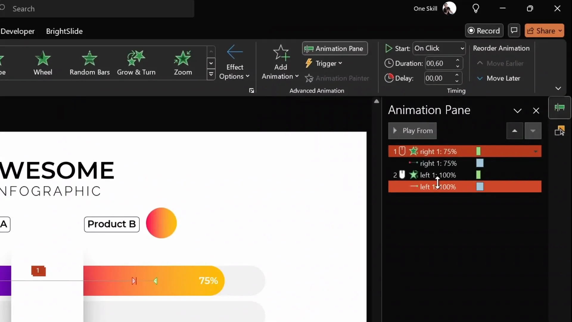 Synchronized animation of two sliding bars