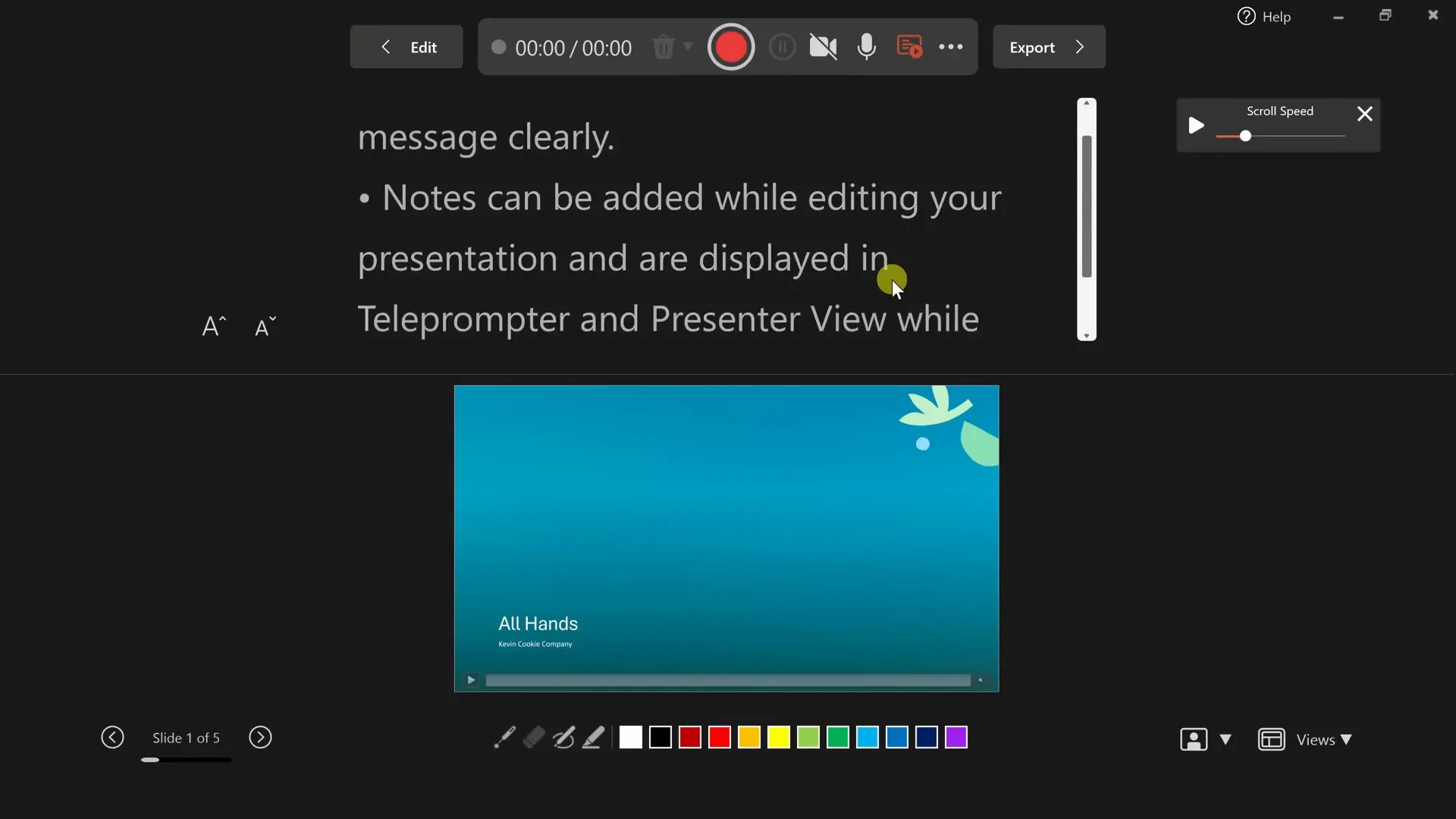 Recording a PowerPoint presentation with notes and annotation tools