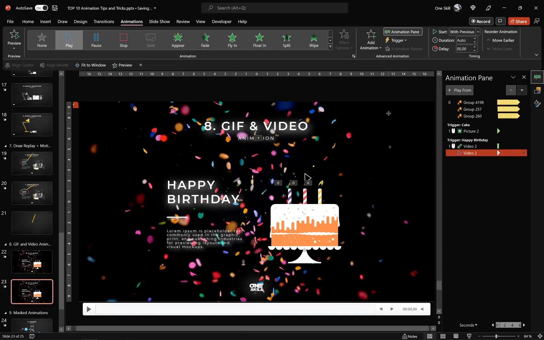 Adding video overlay with transparency and trigger animations