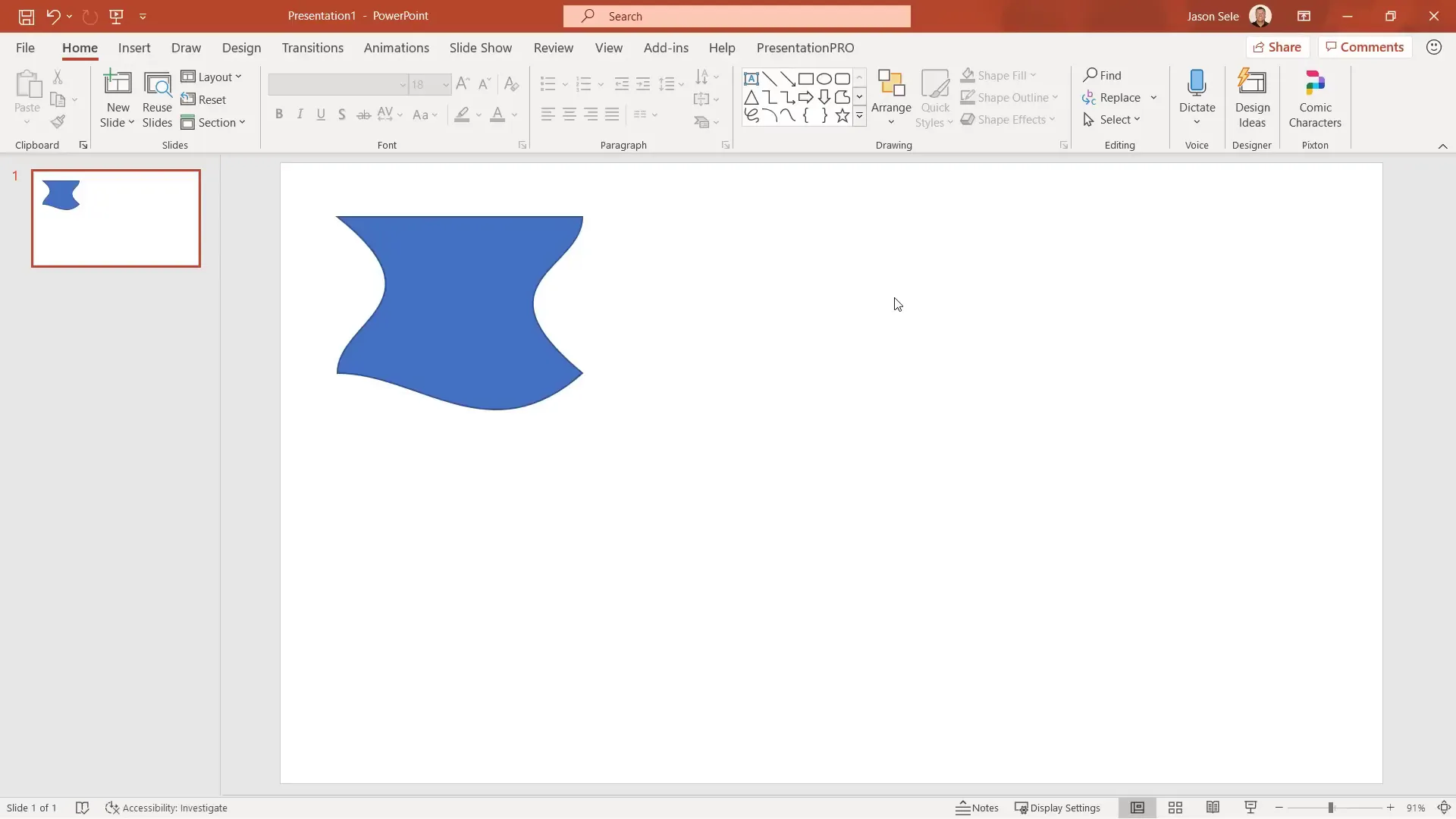 Morph transition applied between slides