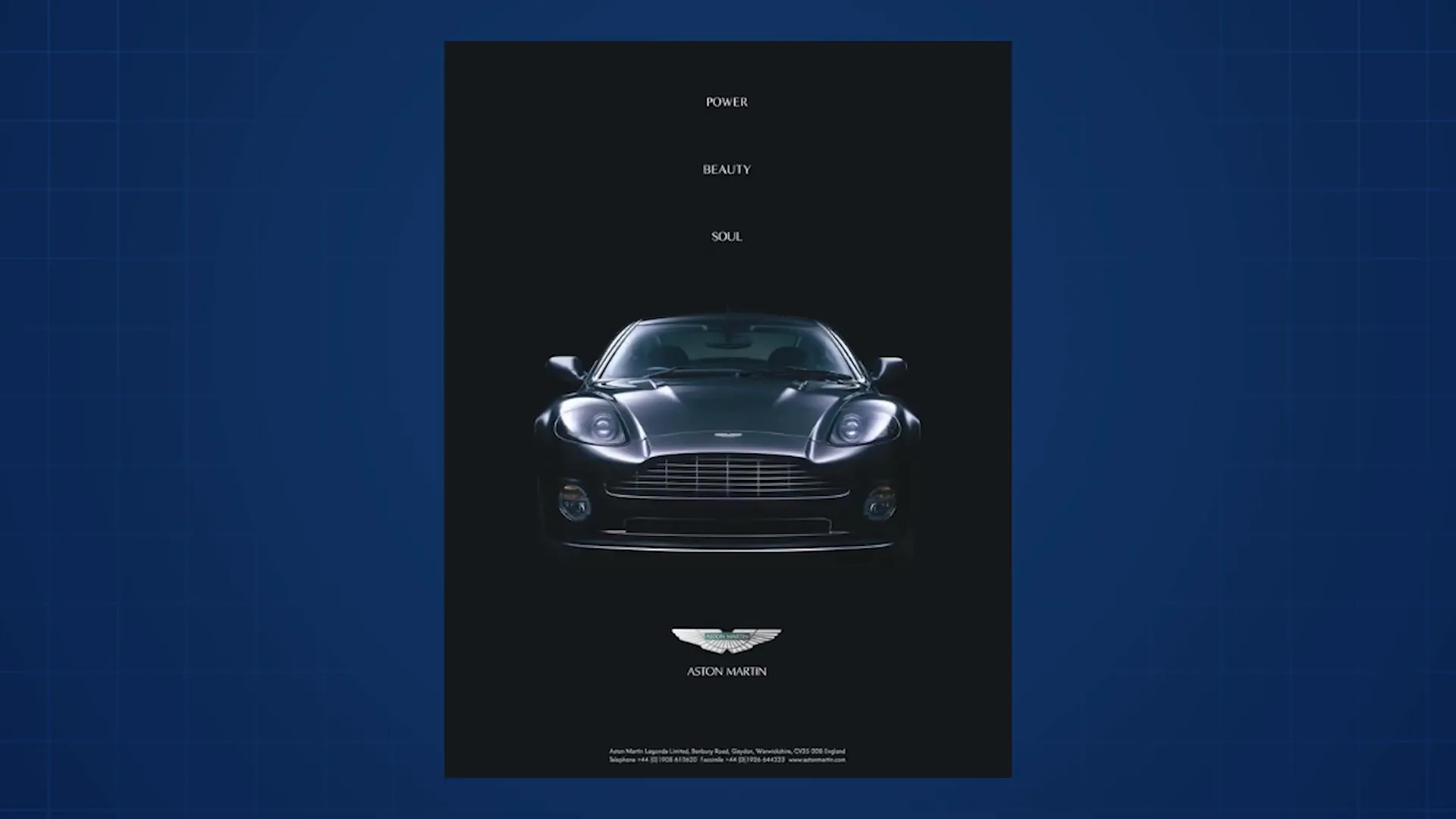 Aston Martin ad using space to convey luxury and elegance