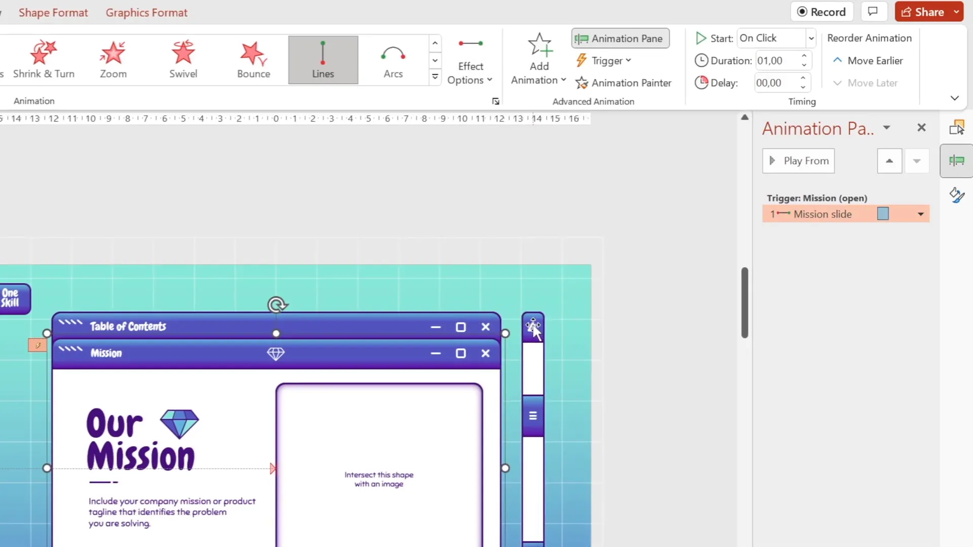 Enabling locked option in motion path effect to maintain button visibility