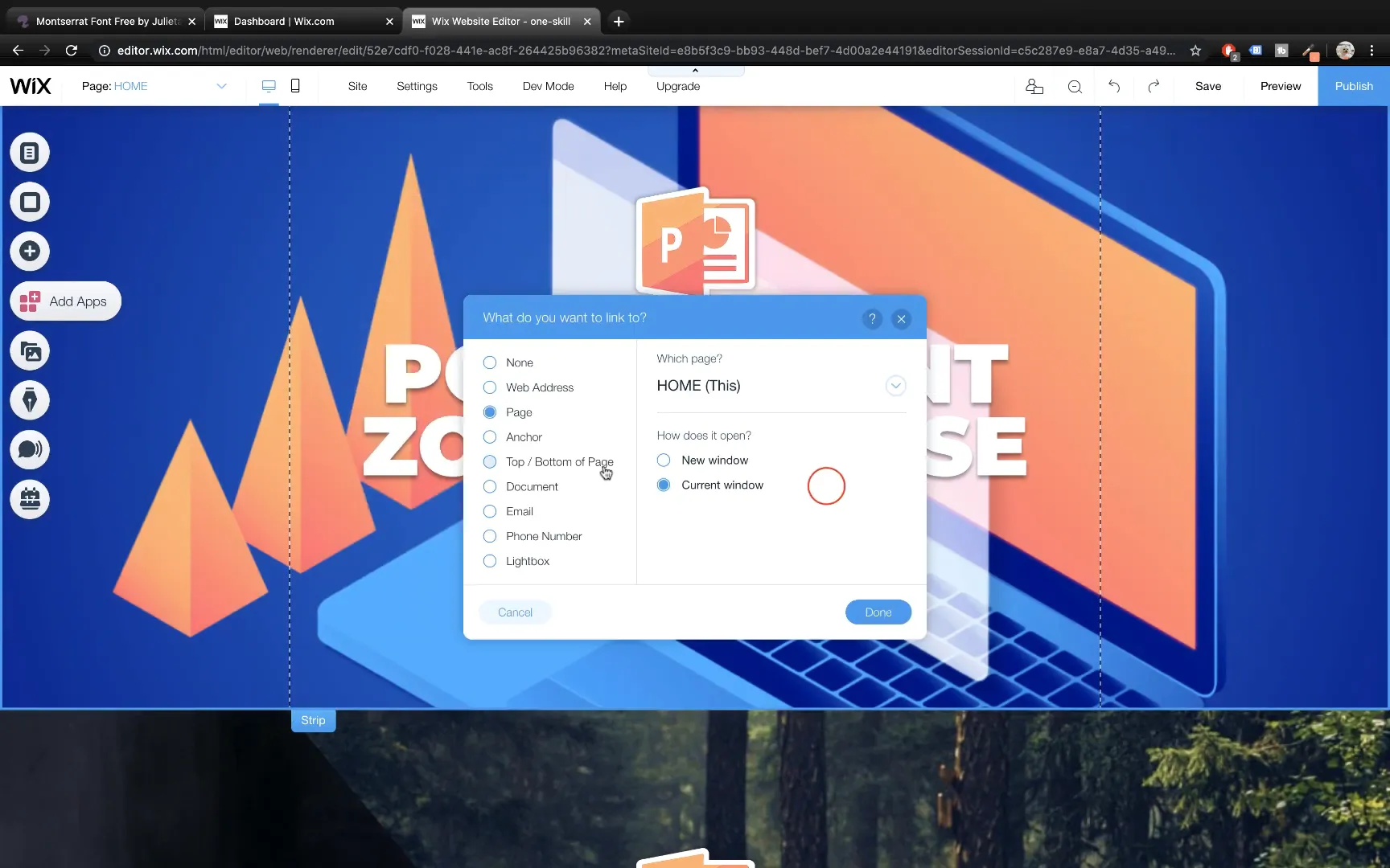 Adding a clickable link to a button in Wix